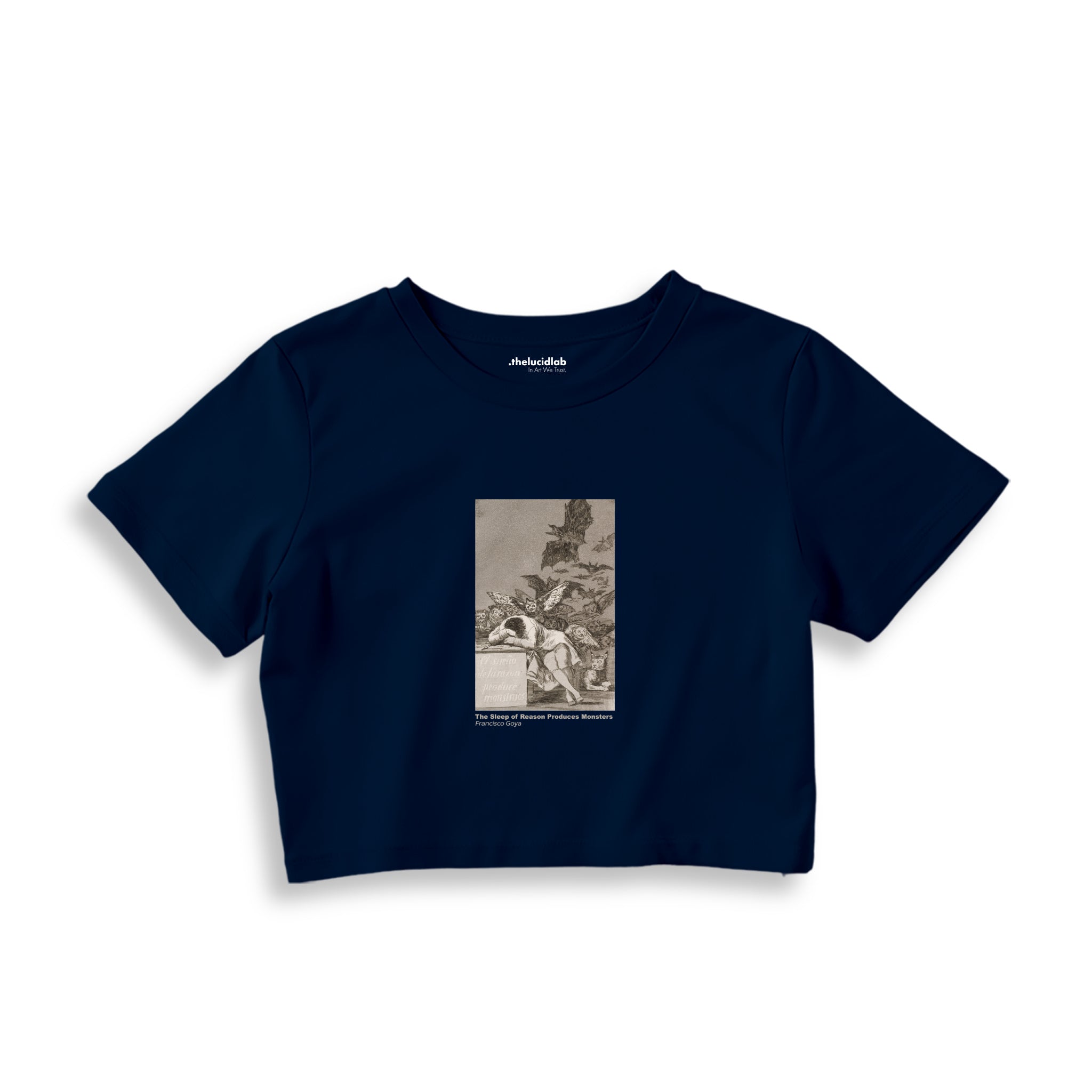 The Sleep of Reason Produces Monsters Crop Tişört – Lacivert