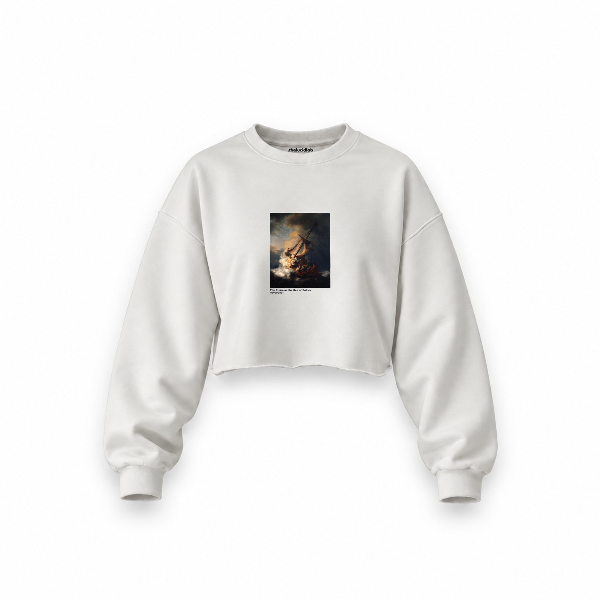 The Storm on the Sea of Galilee Oversize Crop Sweatshirt – Beyaz