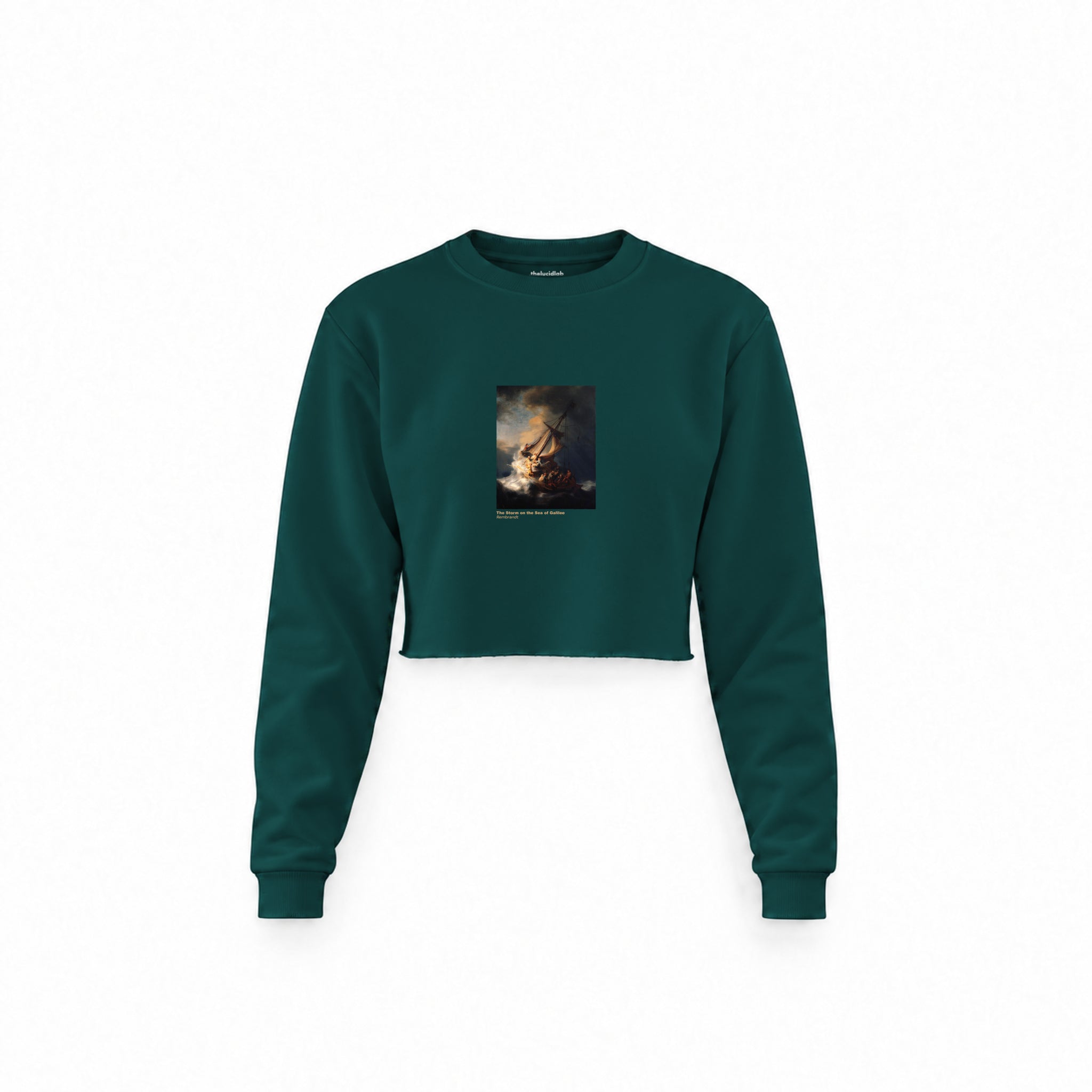 The Storm on the Sea of Galilee Crop Sweatshirt – Koyu Yeşil