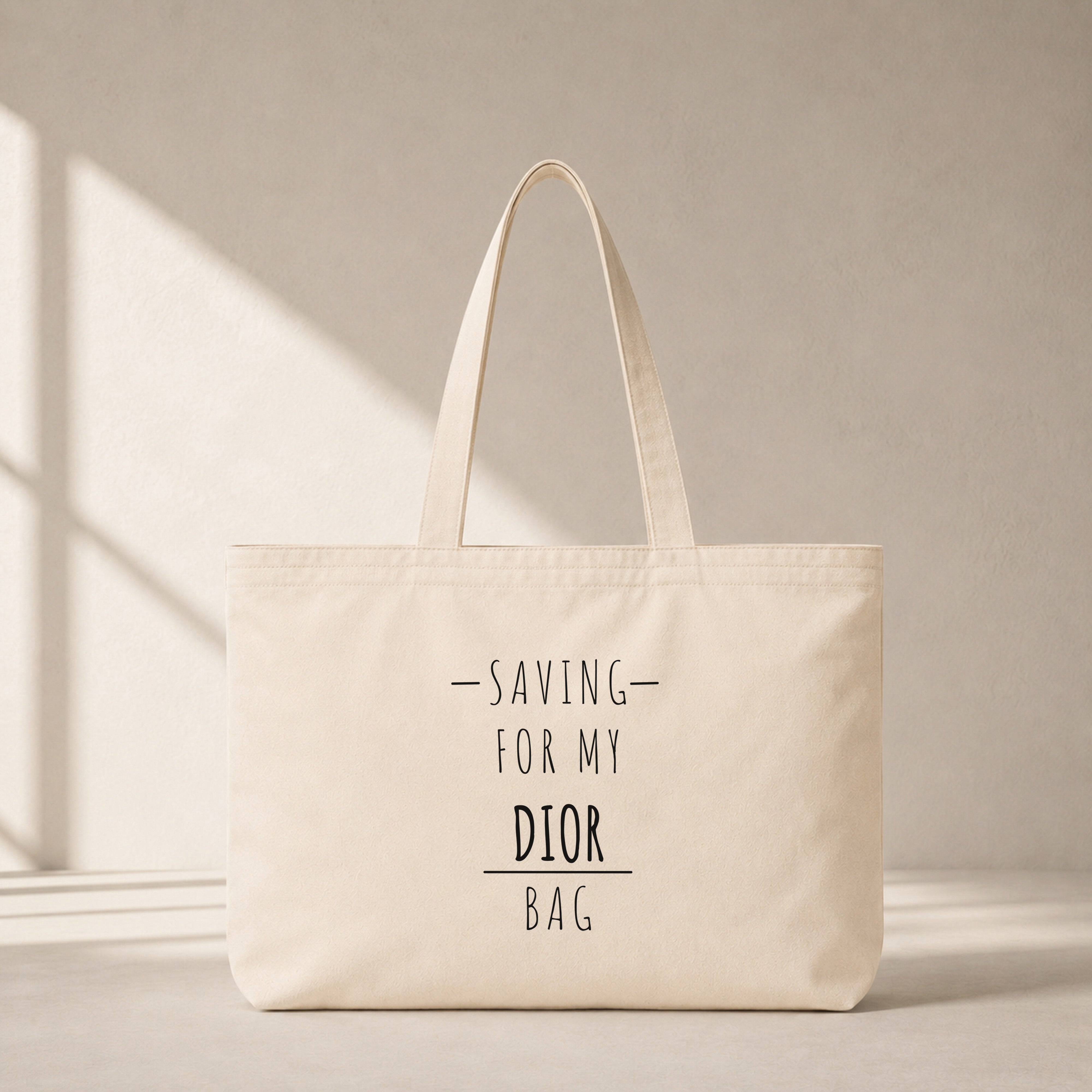 Saving For My Dior Bag Club Tote Bag – baskılı kanvas bez çanta