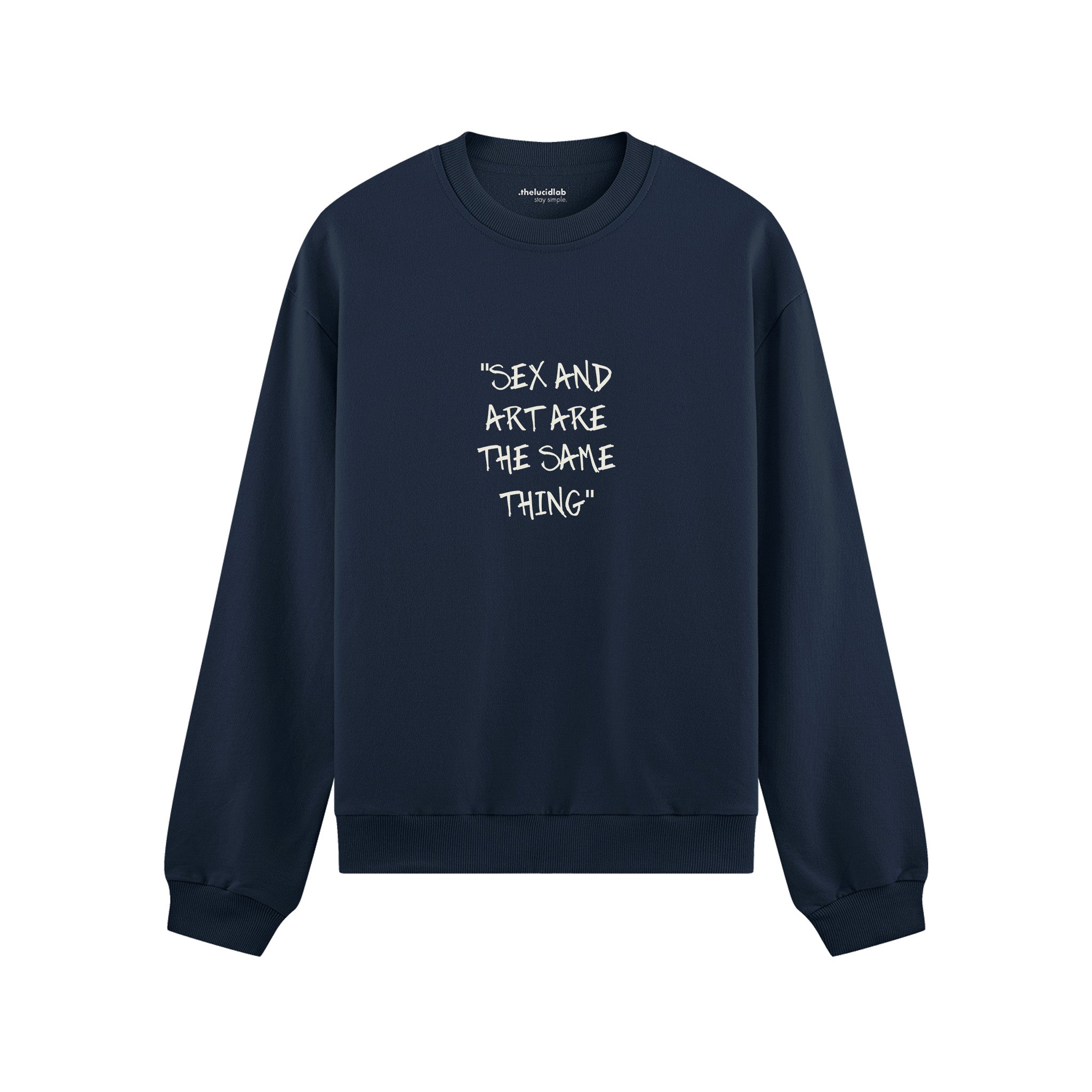 Sex And Art Oversize Sweatshirt - Lacivert - ön görünüm