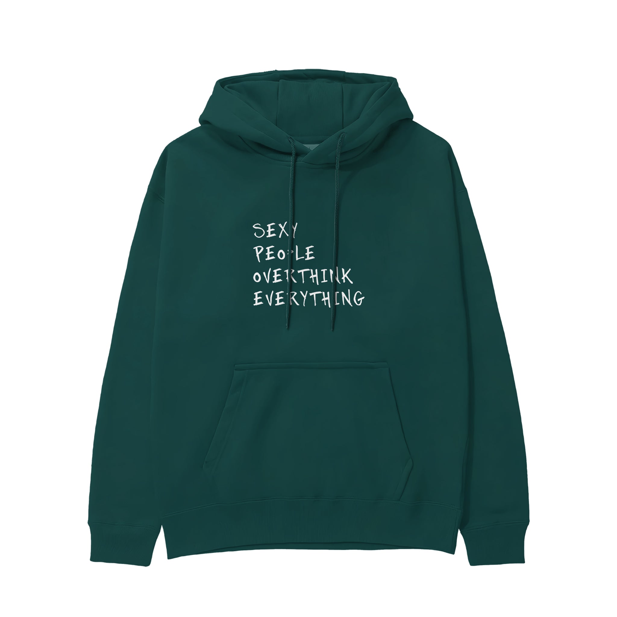 Sexy People Overthink Hoodie - Koyu Yeşil - ön görünüm