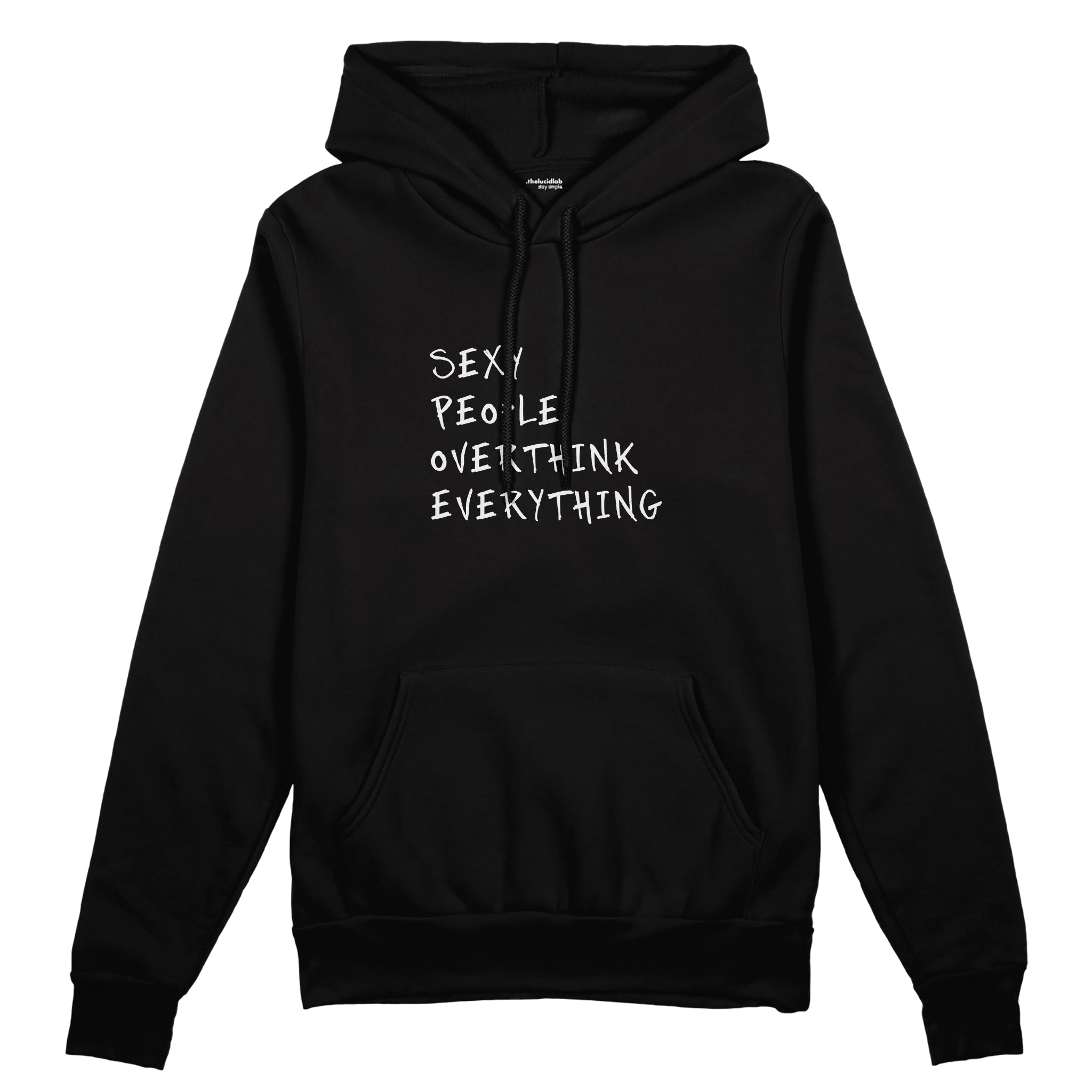 Sexy People Overthink Oversize Hoodie - Siyah - ön görünüm