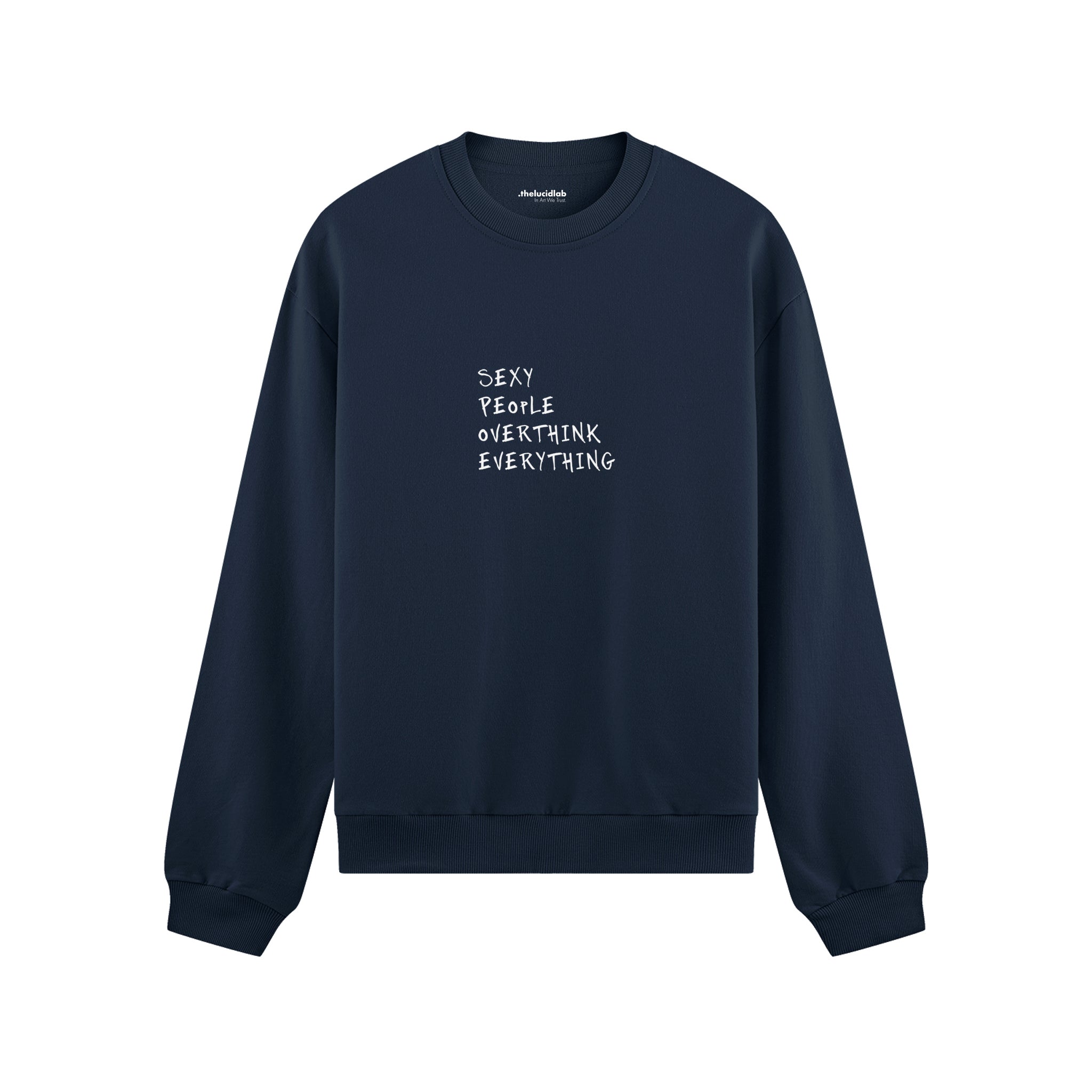 Sexy People Overthink Oversize Sweatshirt - Lacivert - ön görünüm