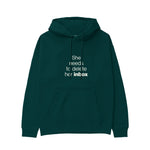 She Needs To Delete Her Inbox Hoodie - Koyu Yeşil - ön görünüm