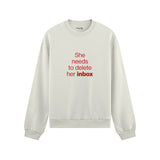 She Needs To Delete Her Inbox Oversize Sweatshirt - Beyaz - ön görünüm
