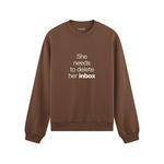 She Needs To Delete Her Inbox Oversize Sweatshirt - Kahverengi - ön görünüm