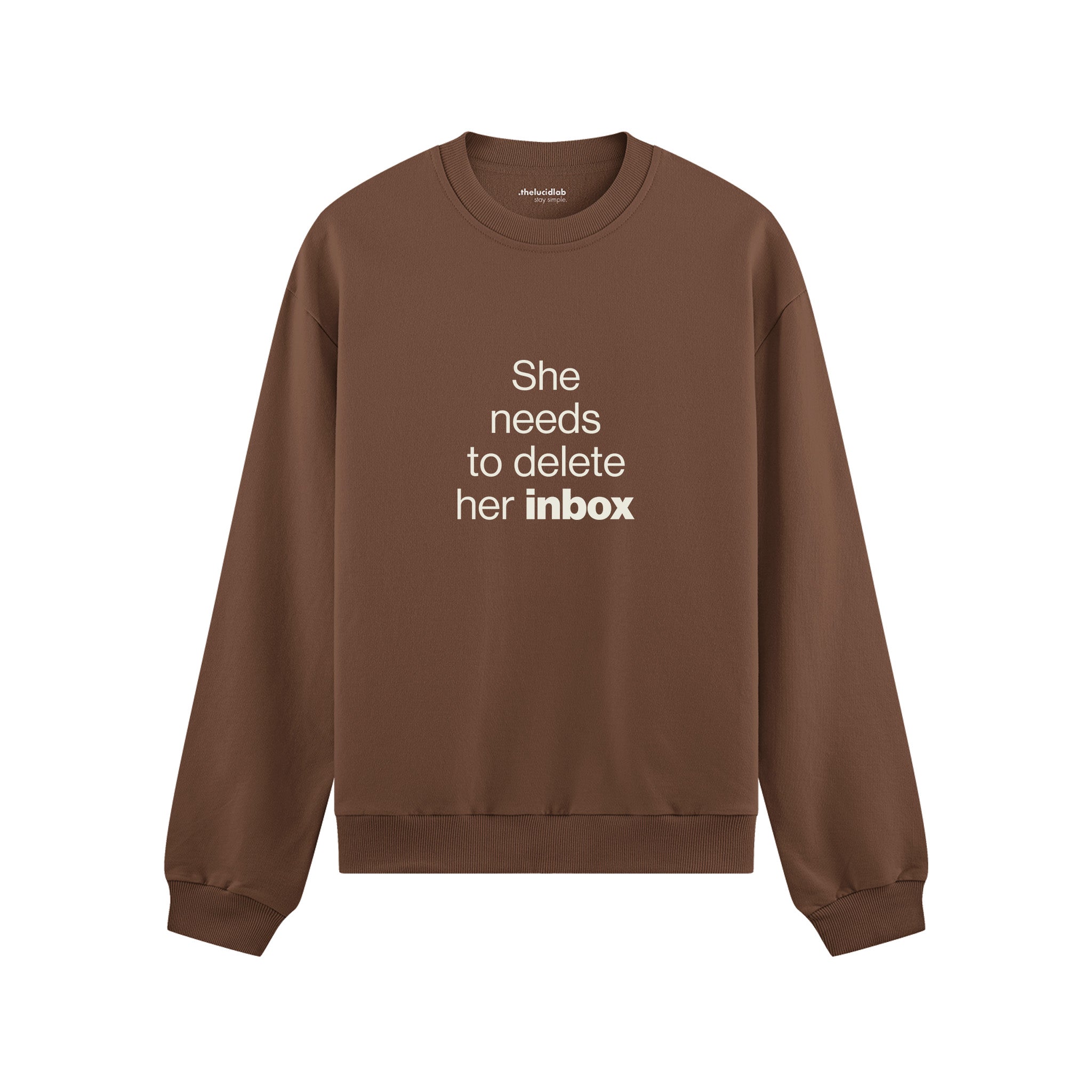 She Needs To Delete Her Inbox Oversize Sweatshirt - Kahverengi - ön görünüm