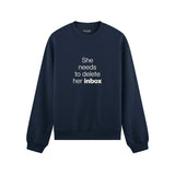 She Needs To Delete Her Inbox Oversize Sweatshirt - Lacivert - ön görünüm