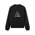 She Needs To Delete Her Inbox Oversize Sweatshirt - Siyah - ön görünüm