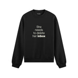 She Needs To Delete Her Inbox Oversize Sweatshirt - Siyah - ön görünüm