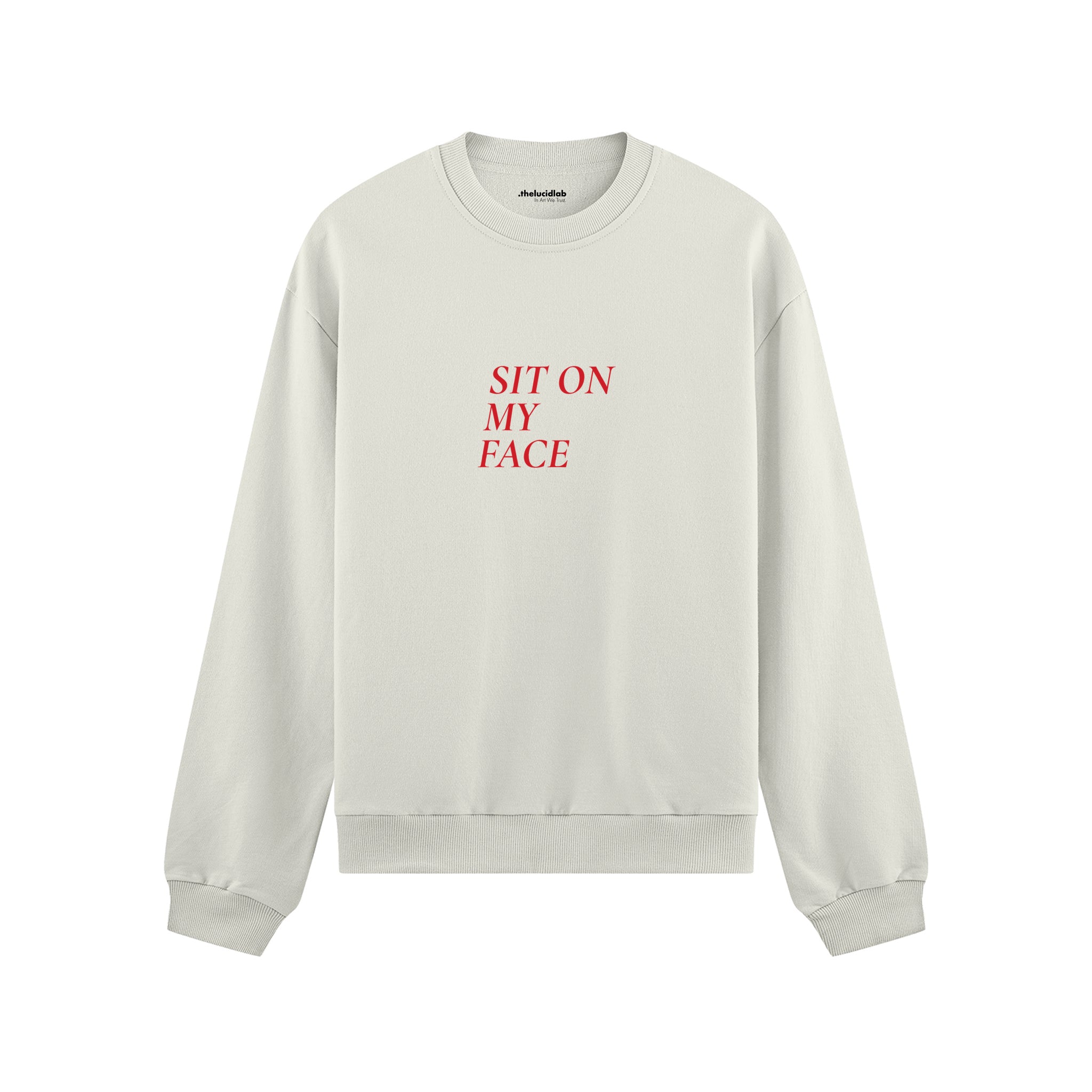 Sit On My Face Oversize Sweatshirt - Beyaz - ön görünüm