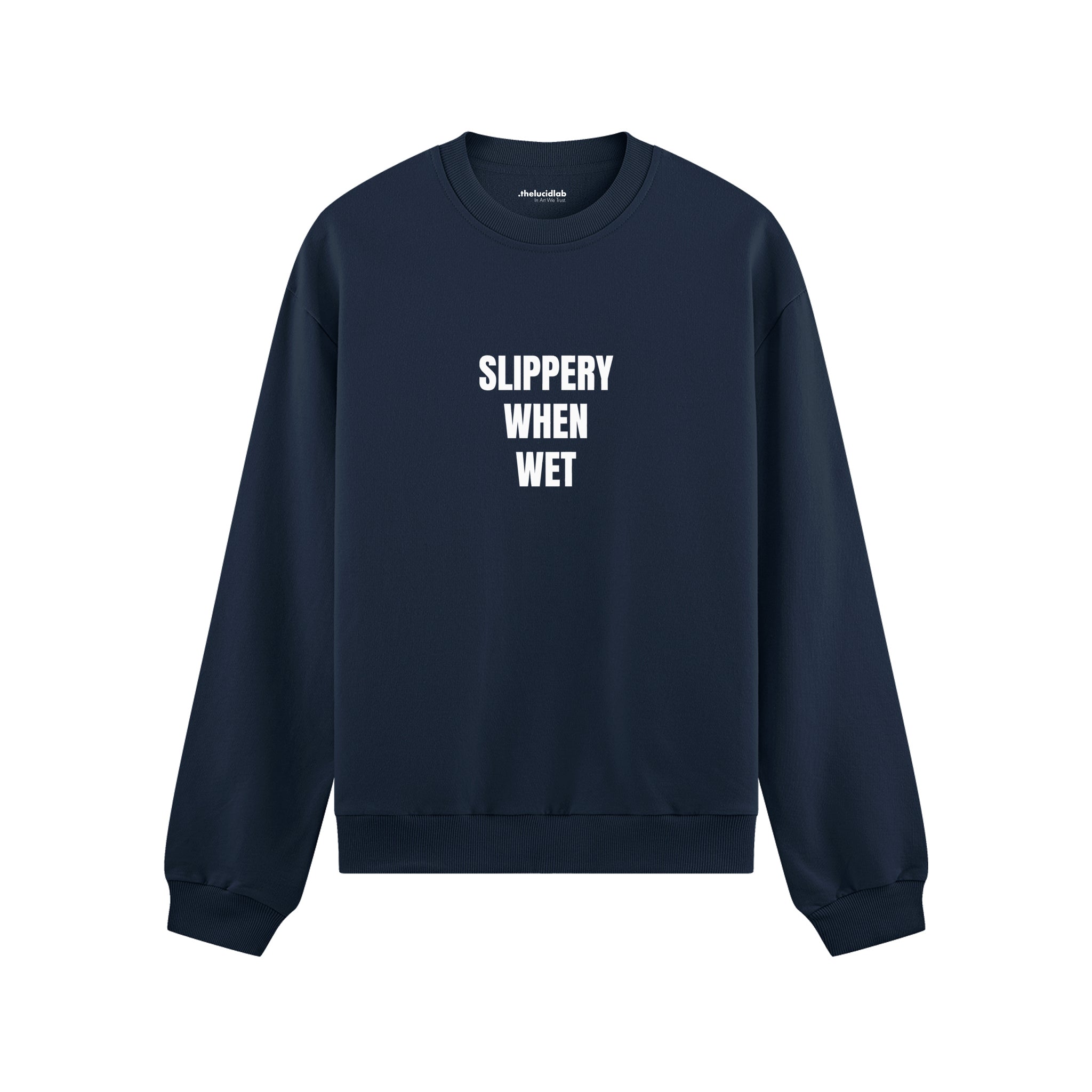 Slippery When Wet Oversize Sweatshirt - Lacivert - ön görünüm