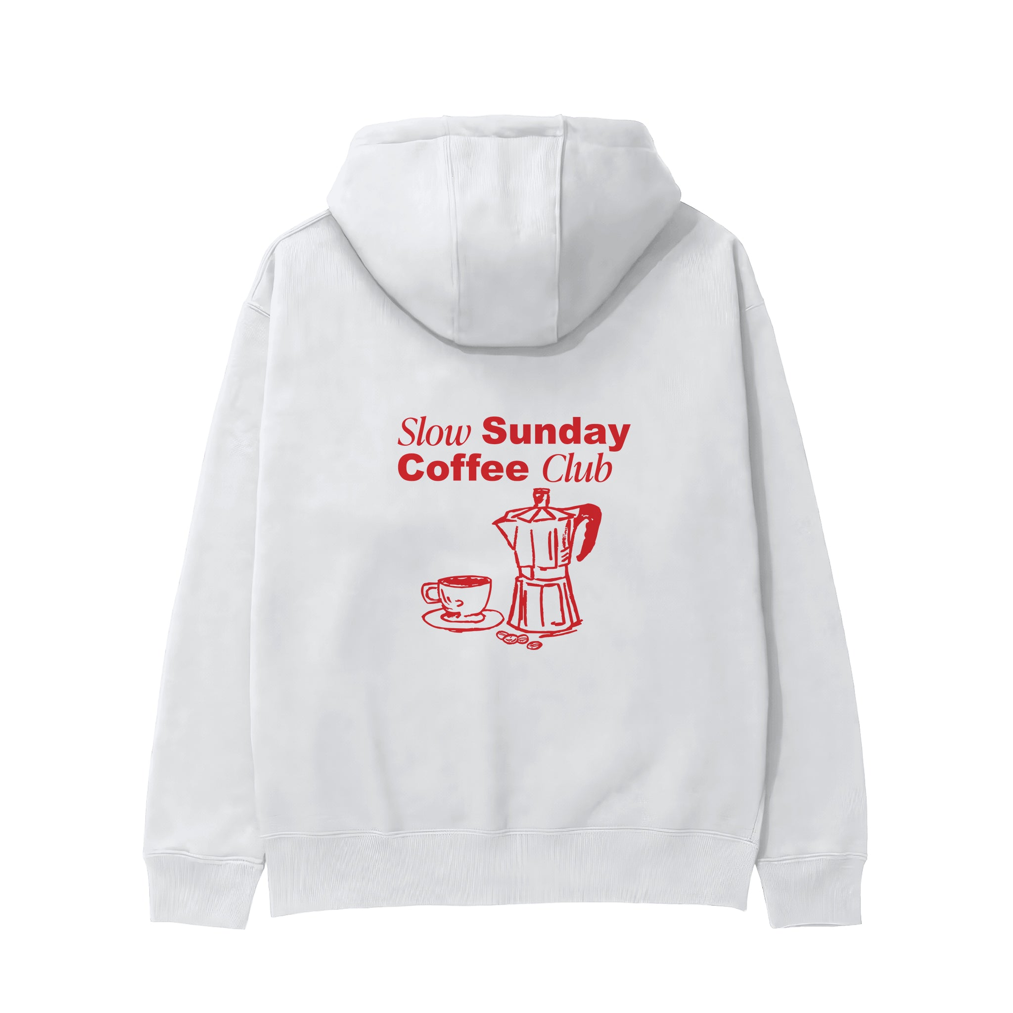 Slow Sunday Coffee Club Hoodie - Beyaz - arka görünüm