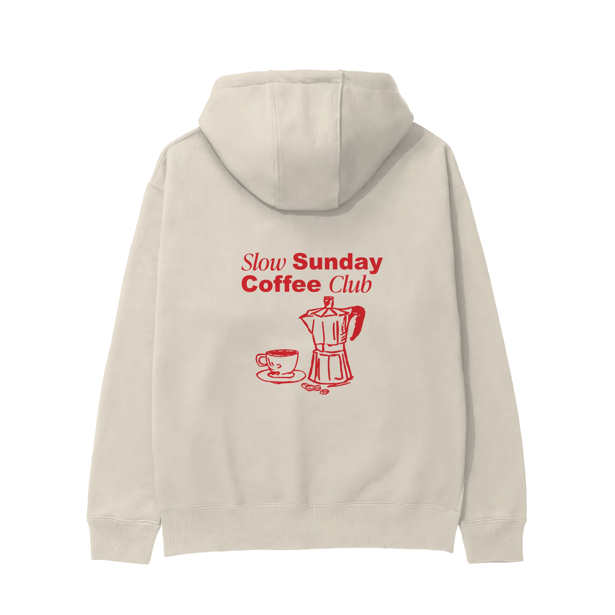 Slow Sunday Coffee Club Hoodie - Krem - arka görünüm