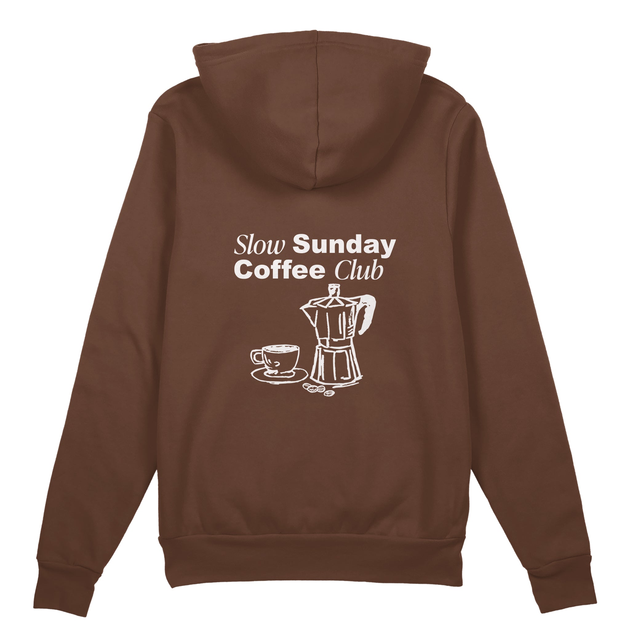 Slow Sunday Coffee Club Oversize Hoodie - Kahverengi - arka görünüm