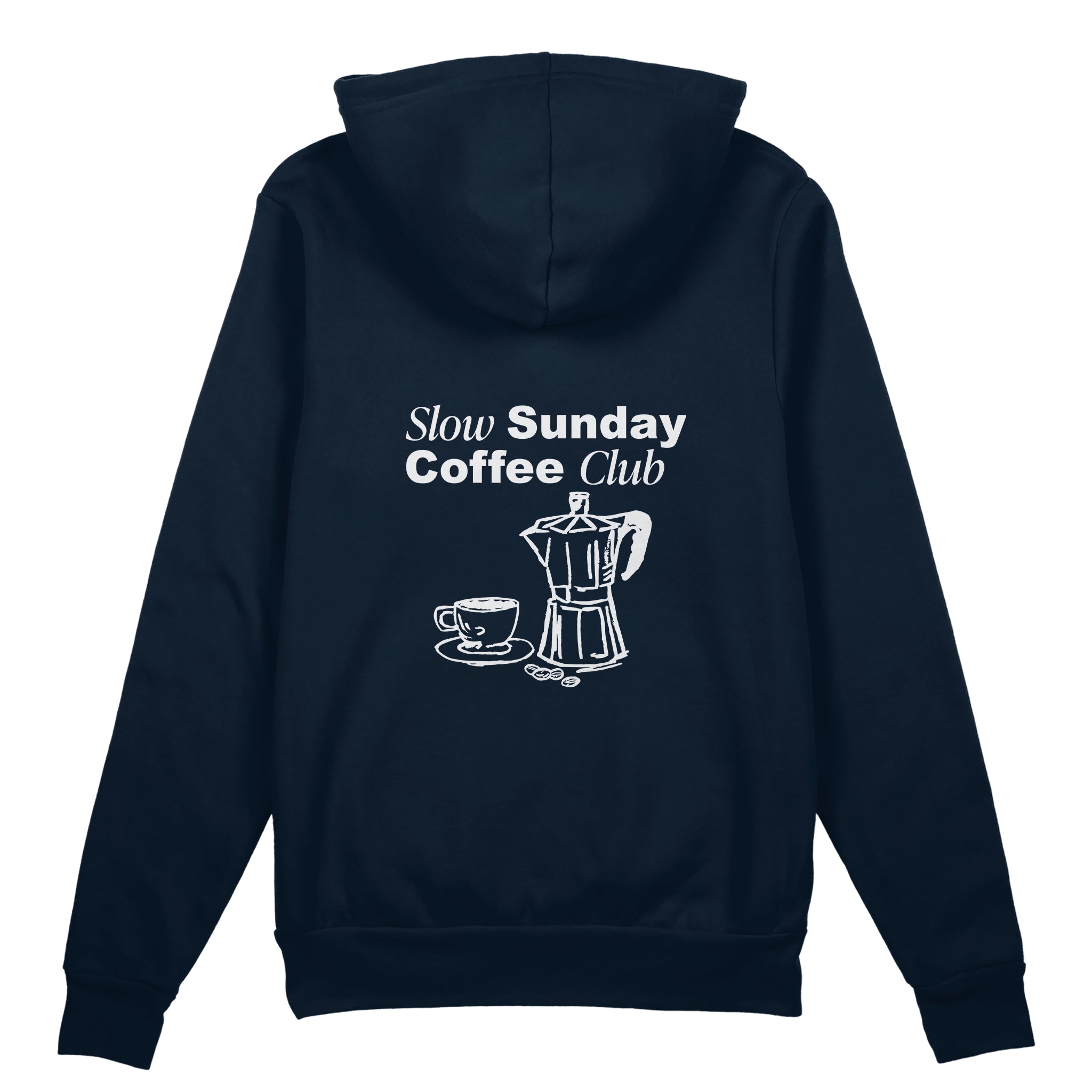 Slow Sunday Coffee Club Oversize Hoodie - Lacivert - arka görünüm