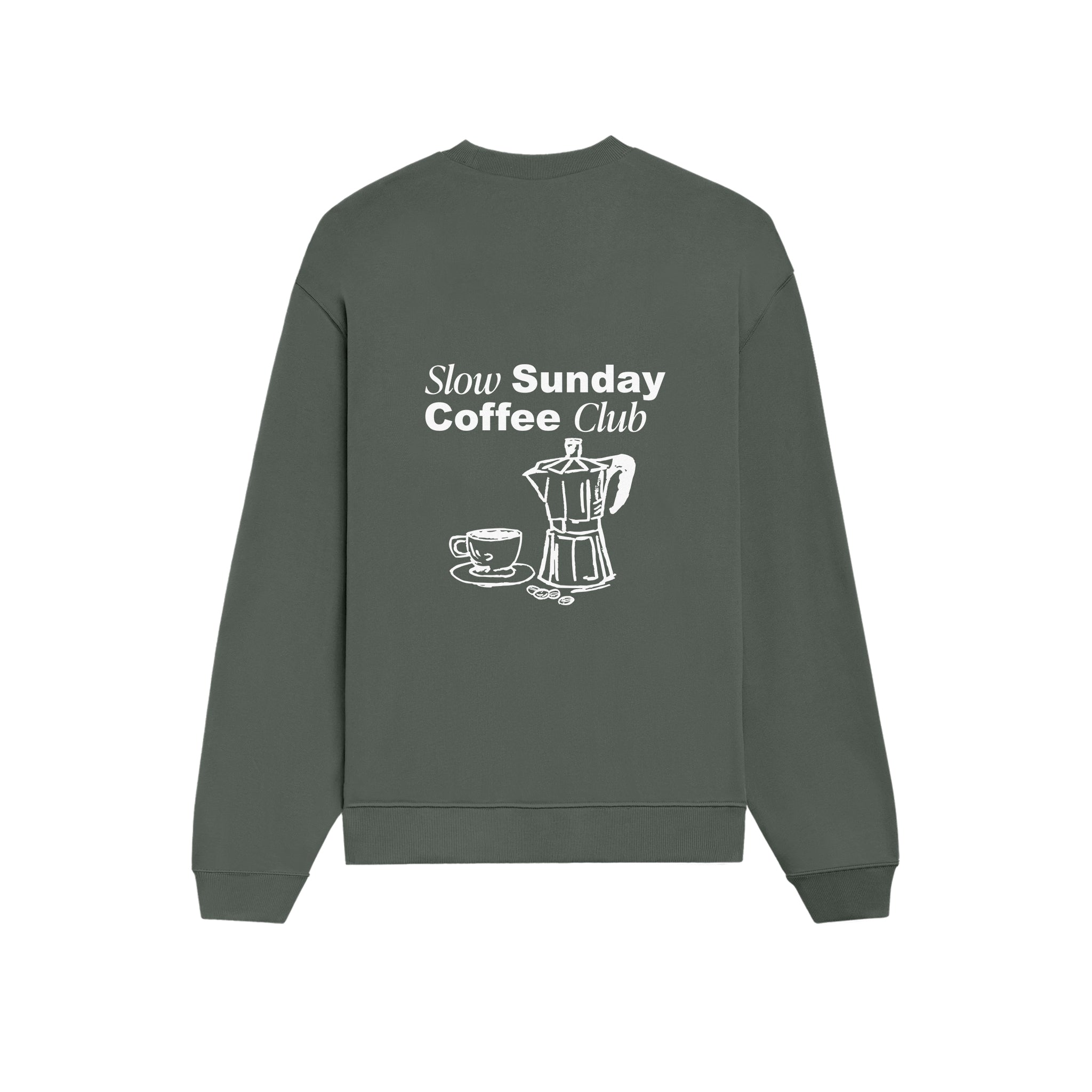 Slow Sunday Coffee Club Oversize Sweatshirt - Antrasit - arka görünüm