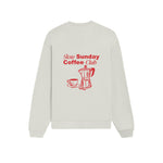 Slow Sunday Coffee Club Oversize Sweatshirt - Beyaz - arka görünüm