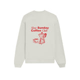 Slow Sunday Coffee Club Oversize Sweatshirt - Beyaz - arka görünüm