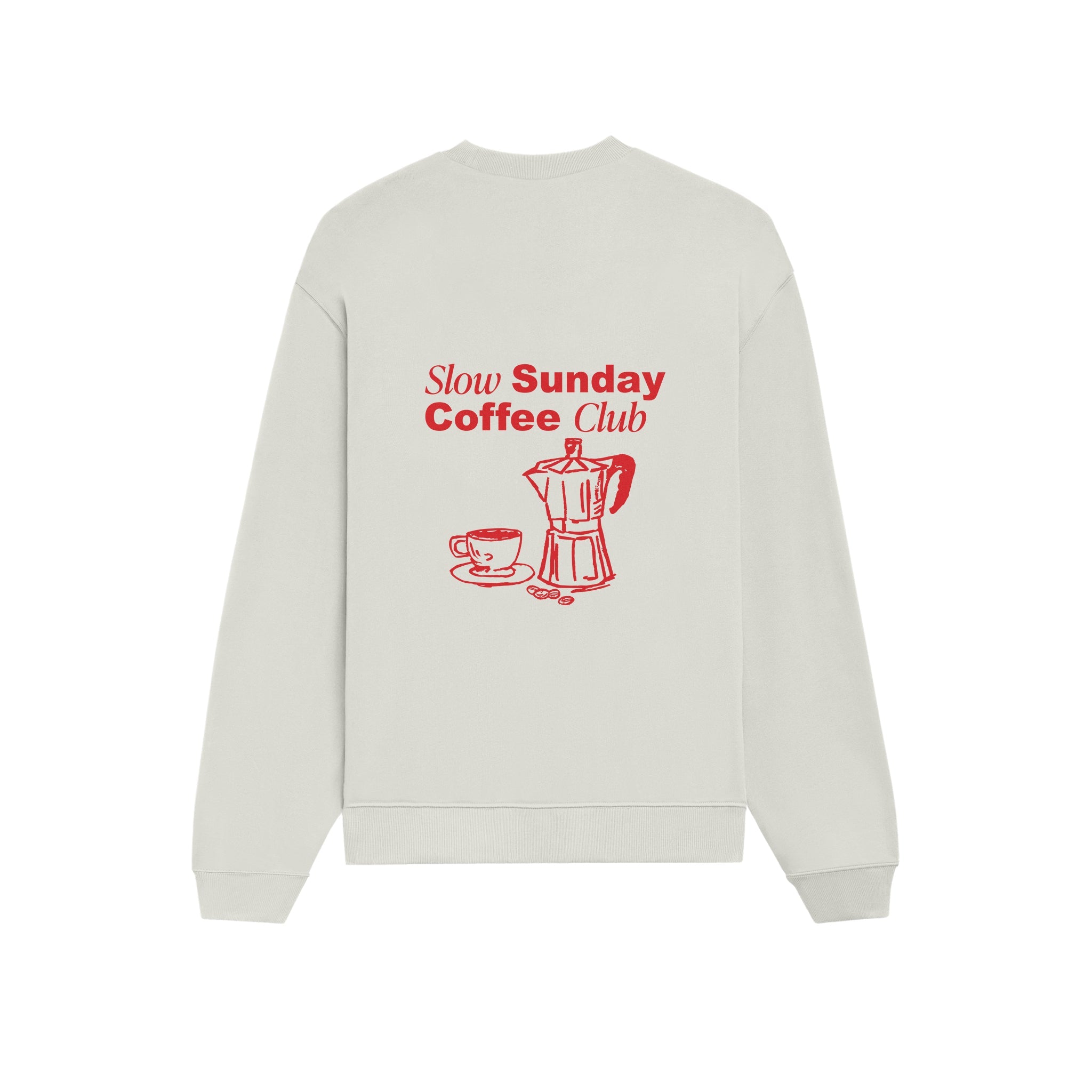 Slow Sunday Coffee Club Oversize Sweatshirt - Beyaz - arka görünüm