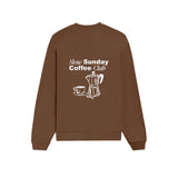 Slow Sunday Coffee Club Oversize Sweatshirt - Kahverengi - arka görünüm