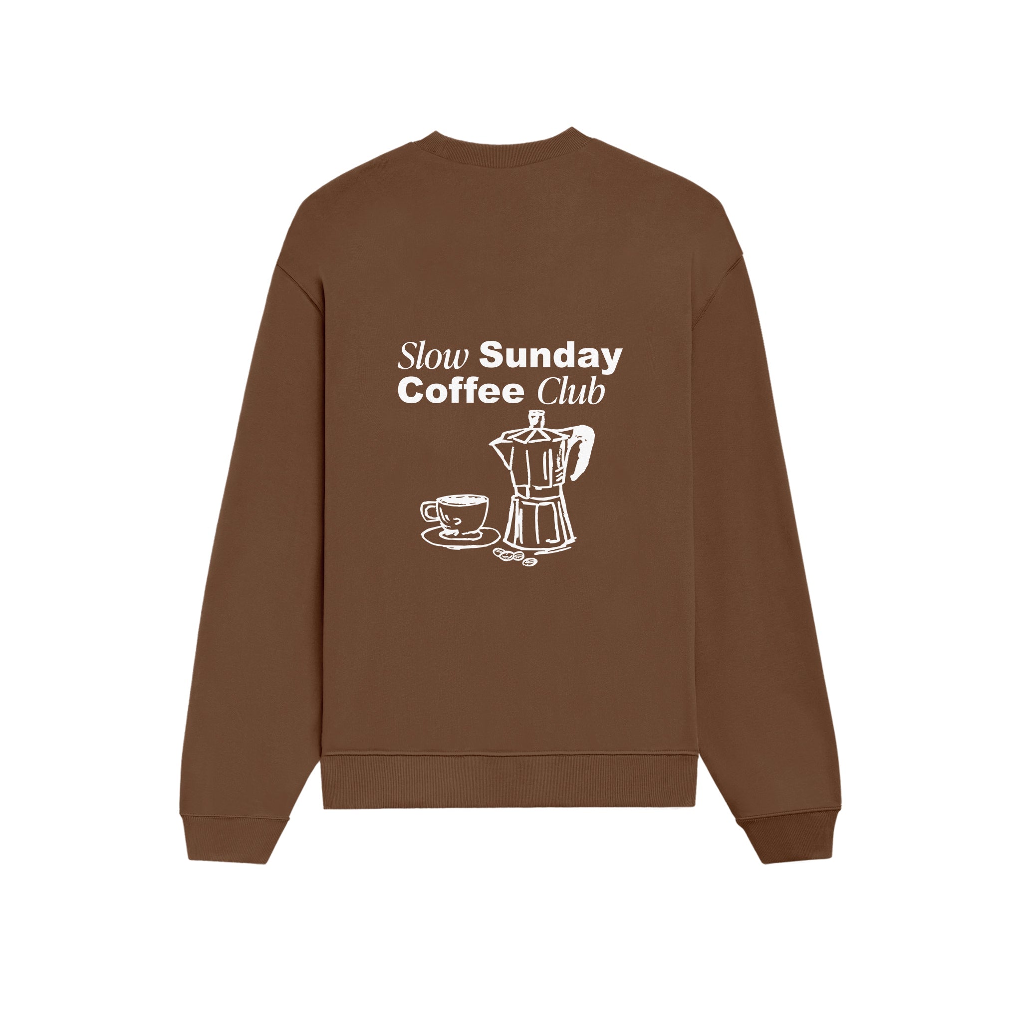 Slow Sunday Coffee Club Oversize Sweatshirt - Kahverengi - arka görünüm
