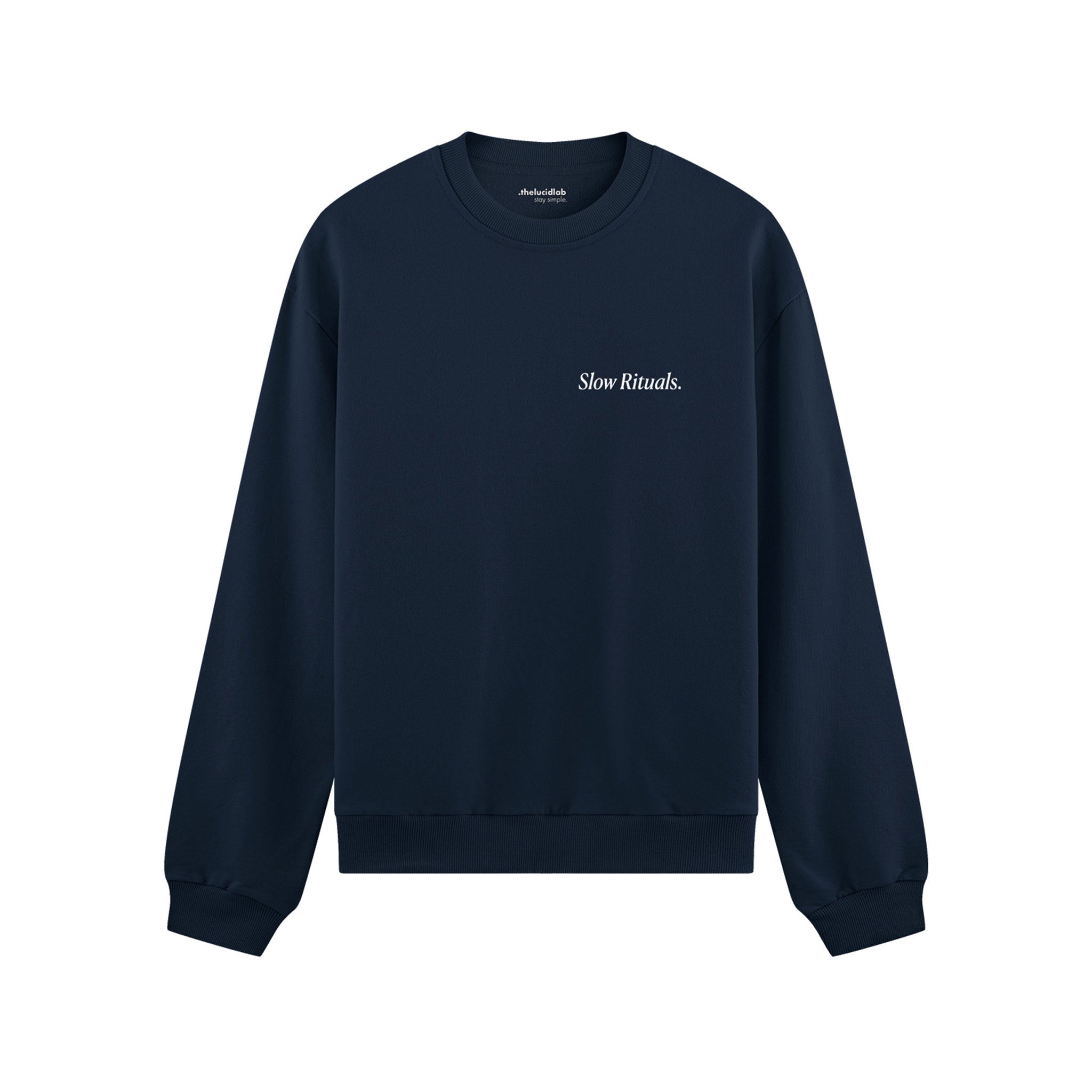 Slow Sunday Coffee Club Oversize Sweatshirt - Lacivert - ön görünüm
