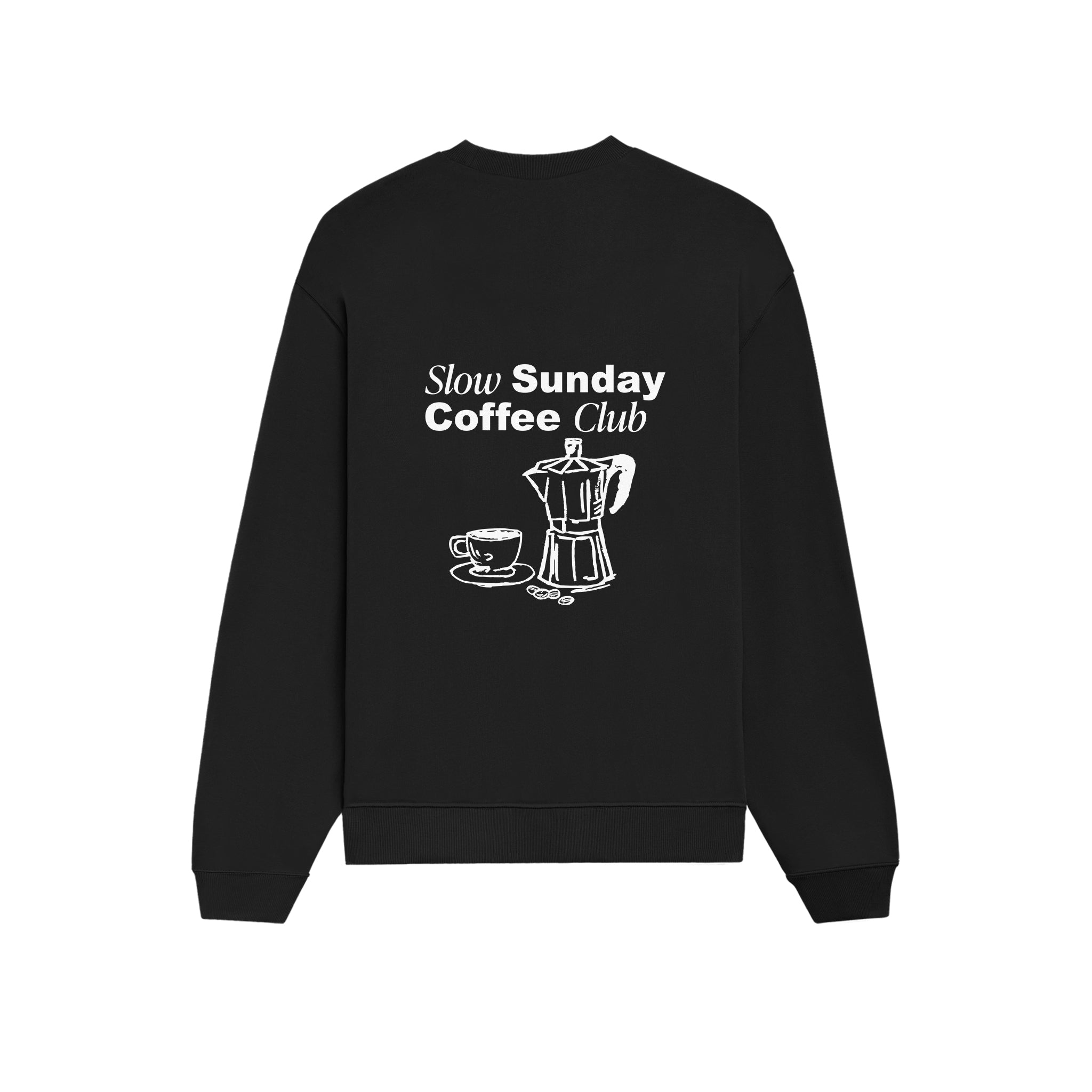 Slow Sunday Coffee Club Oversize Sweatshirt - Siyah - arka görünüm