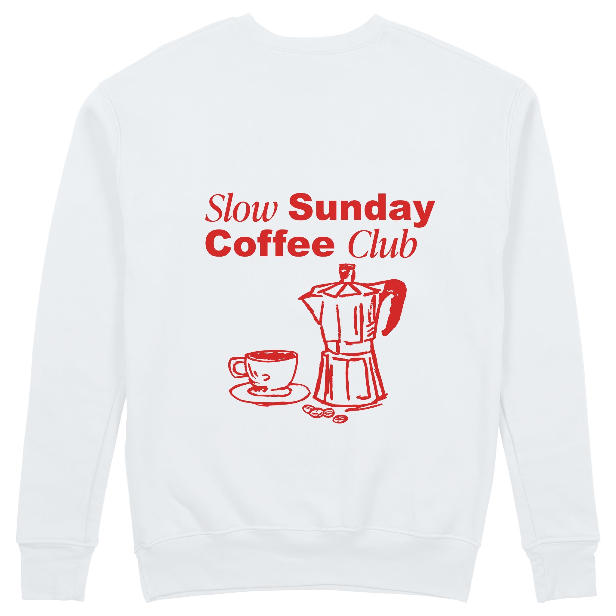 Slow Sunday Coffee Club Sweatshirt - Beyaz - arka görünüm