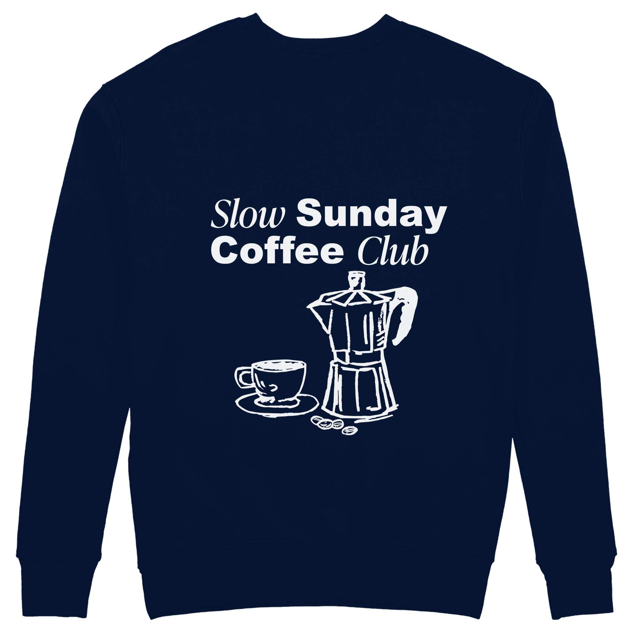 Slow Sunday Coffee Club Sweatshirt - Lacivert - arka görünüm