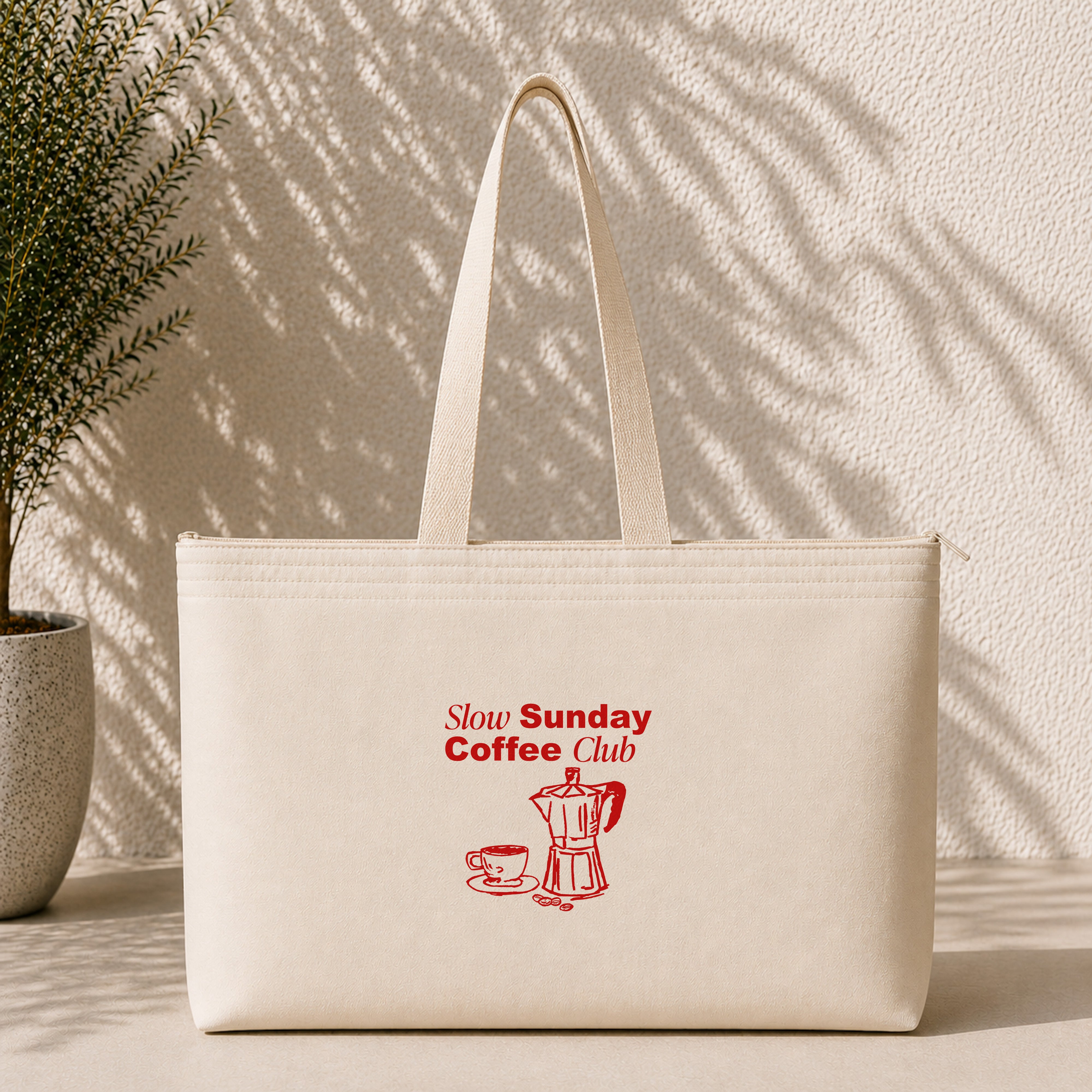 Slow Sunday Coffee Club Weekend Tote Bag – ön görünüm