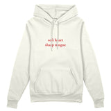 Soft Heart Sharp Tongue Oversize Hoodie - Beyaz - ön görünüm