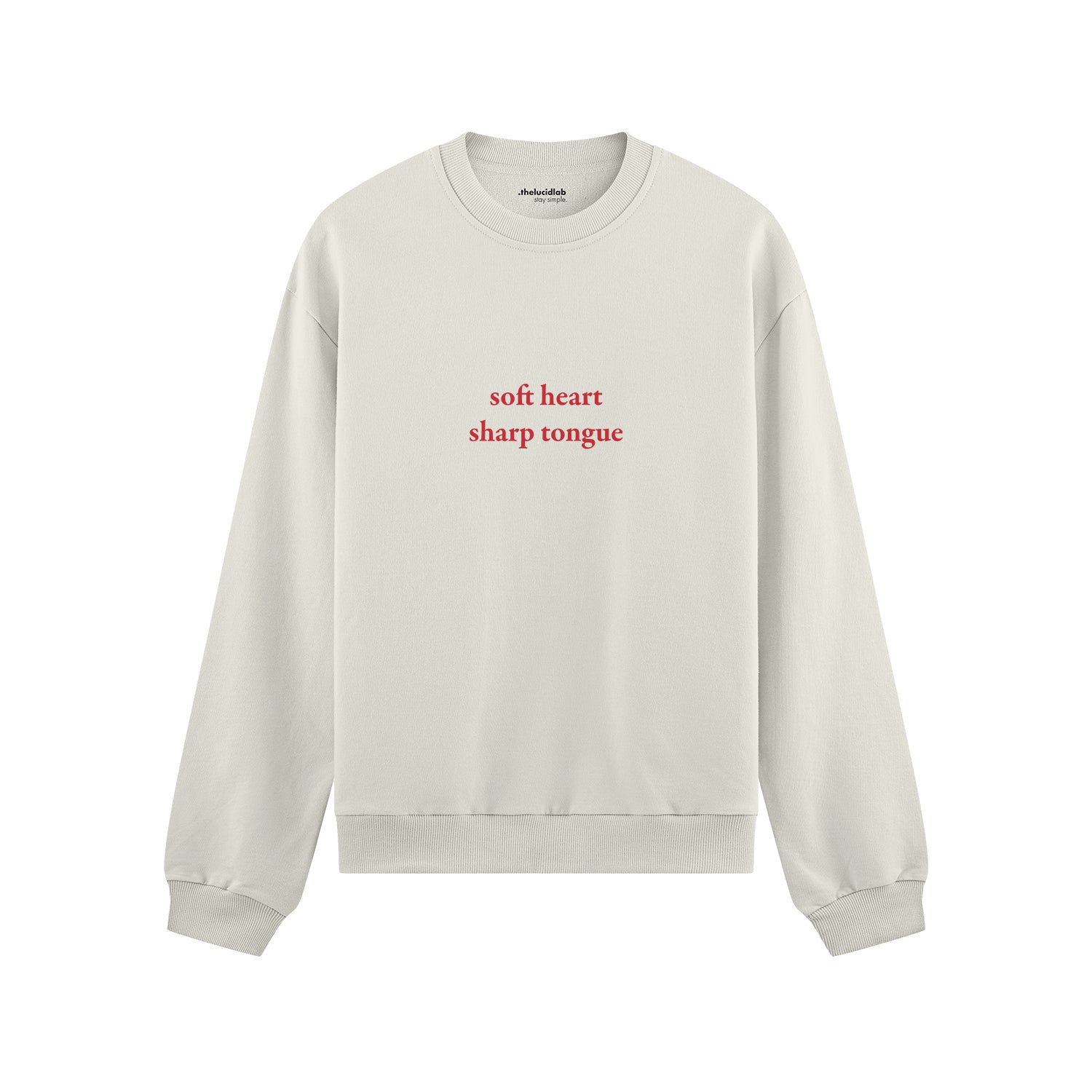 Soft Heart Sharp Tongue Oversize Sweatshirt - Beyaz - ön görünüm