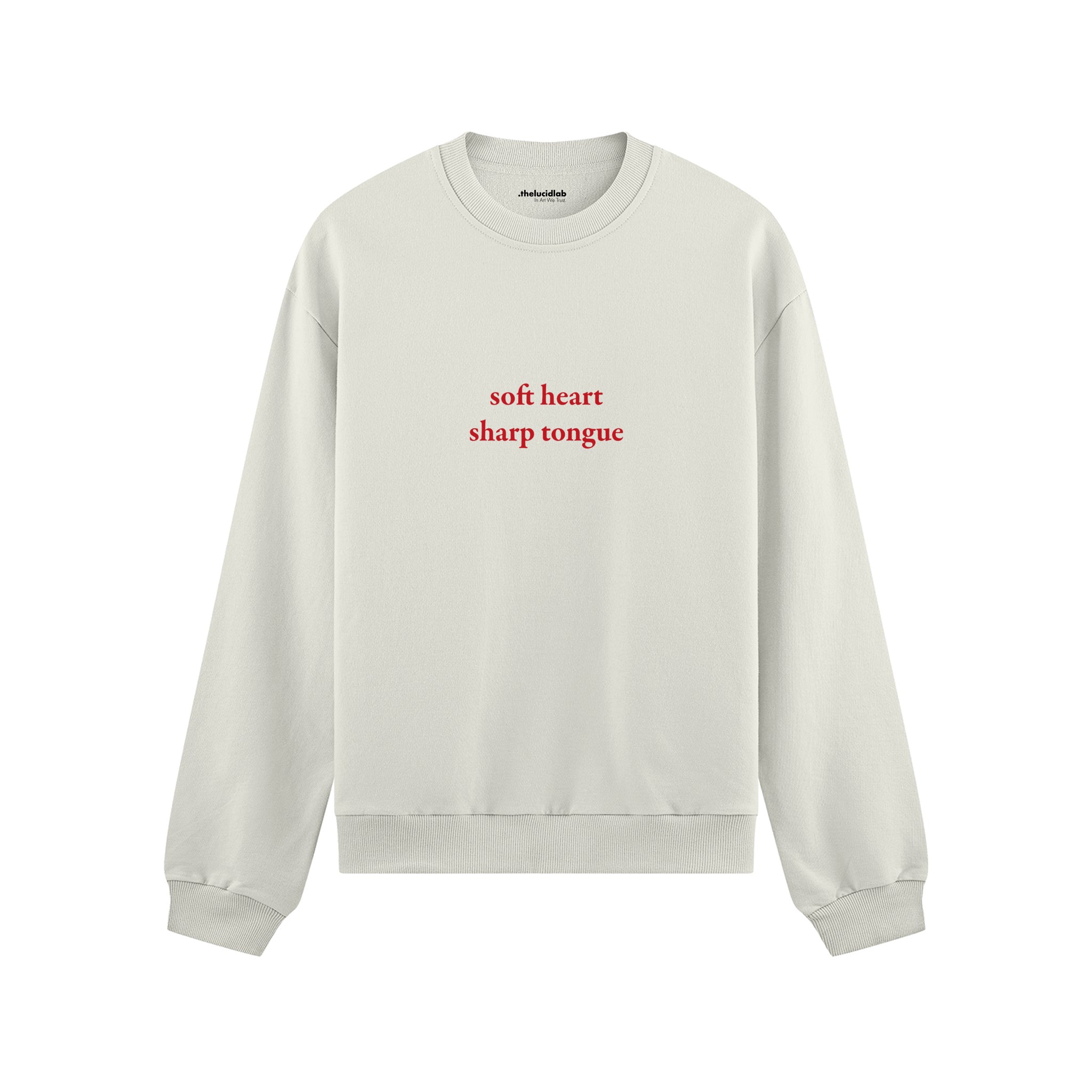 Soft Heart Sharp Tongue Oversize Sweatshirt - Beyaz - ön görünüm