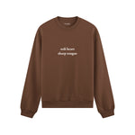 Soft Heart Sharp Tongue Oversize Sweatshirt - Kahverengi - ön görünüm