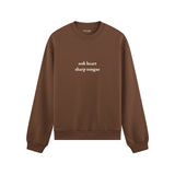 Soft Heart Sharp Tongue Oversize Sweatshirt - Kahverengi - ön görünüm