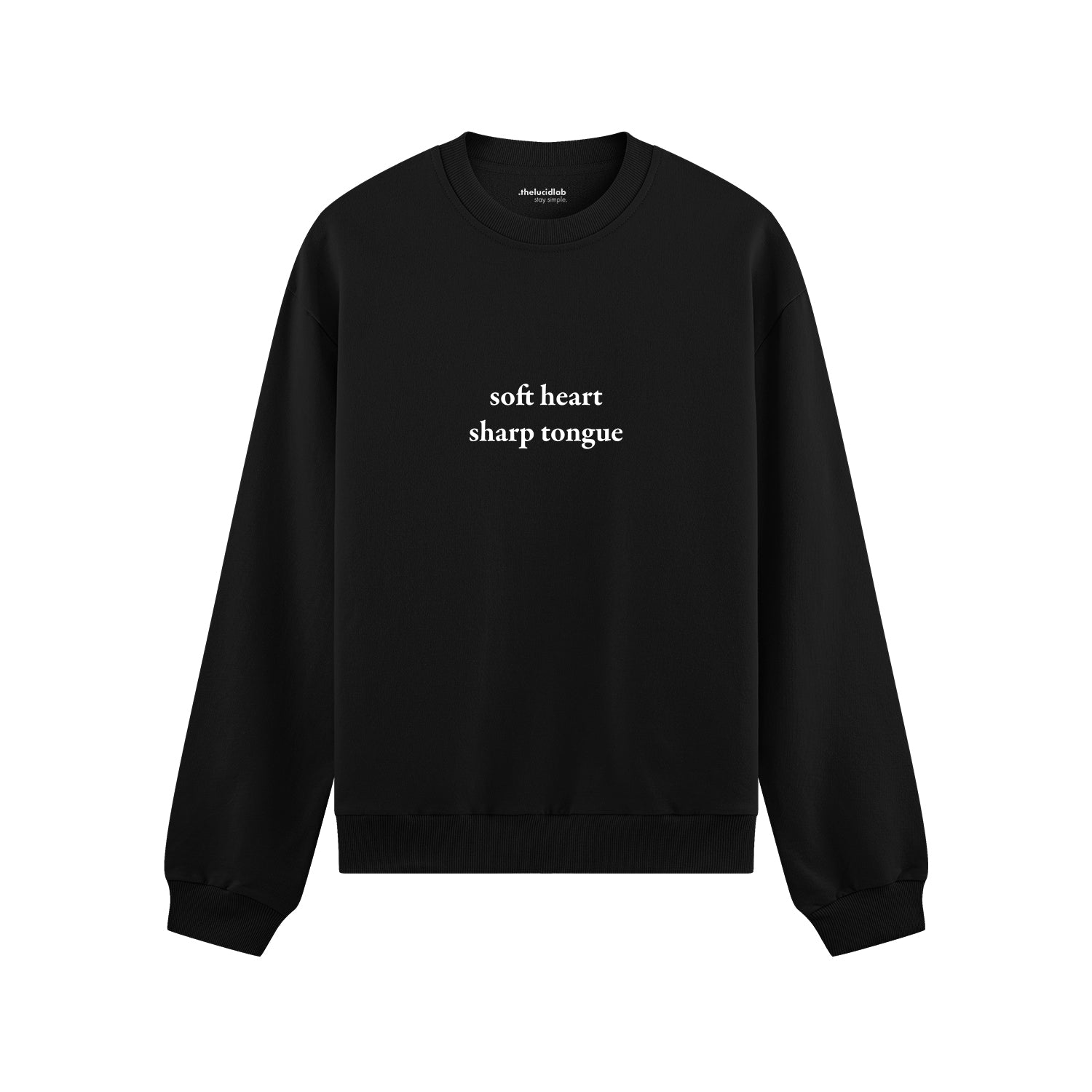 Soft Heart Sharp Tongue Oversize Sweatshirt - Siyah - ön görünüm