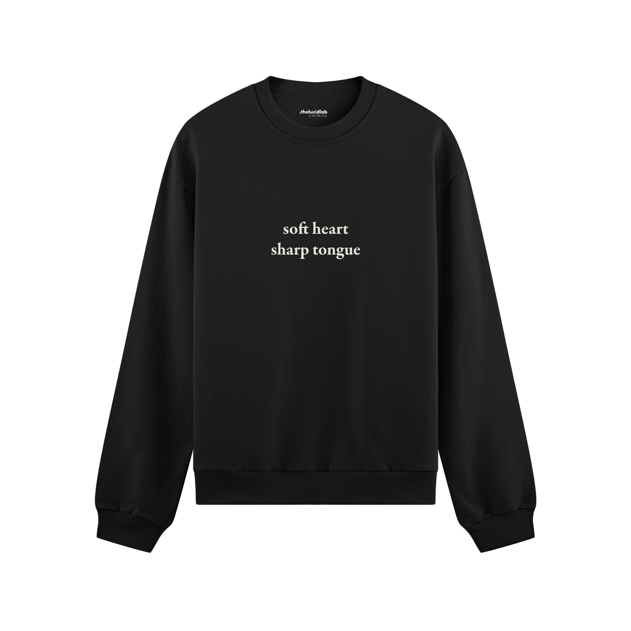Soft Heart Sharp Tongue Oversize Sweatshirt - Siyah - ön görünüm
