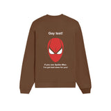 Gay Test - Spider-Man Oversize Sweatshirt — Kahverengi — Arka baskı