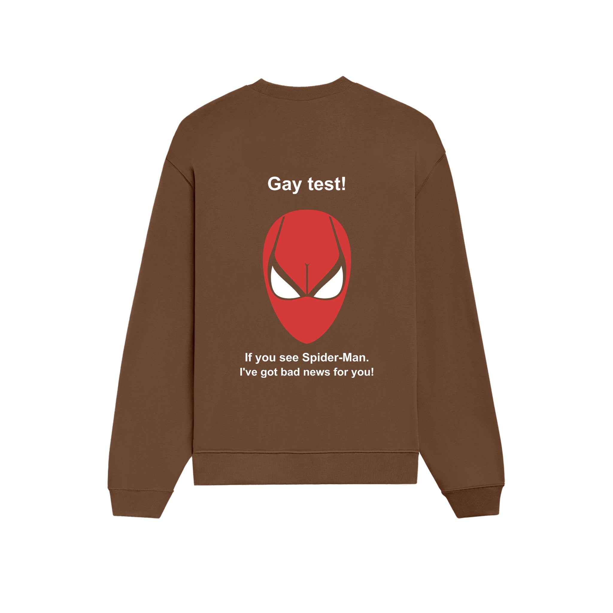 Gay Test - Spider-Man Oversize Sweatshirt — Kahverengi — Arka baskı