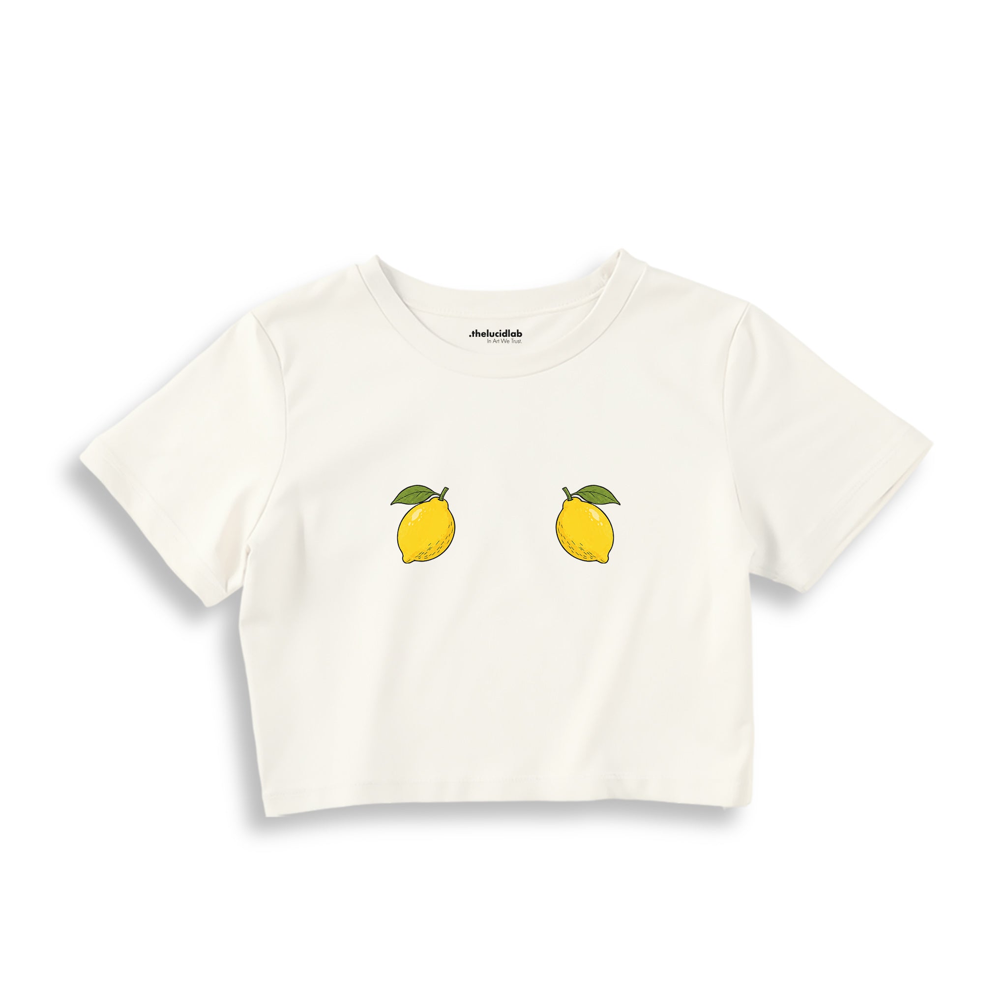 Squeeze Me Crop Tişört — Ekru — Ön baskı