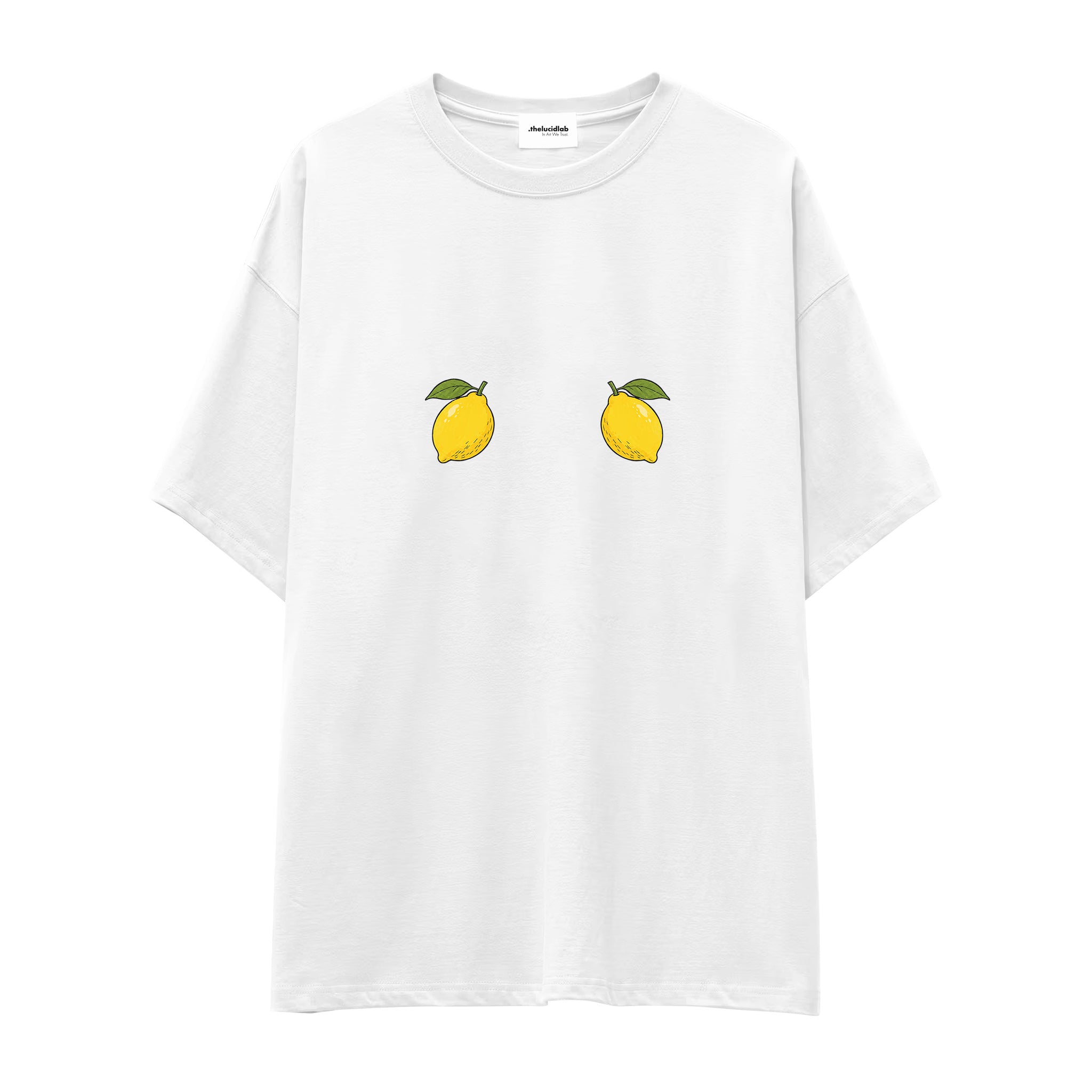 Squeeze Me Oversize Tişört — Beyaz — Ön baskı