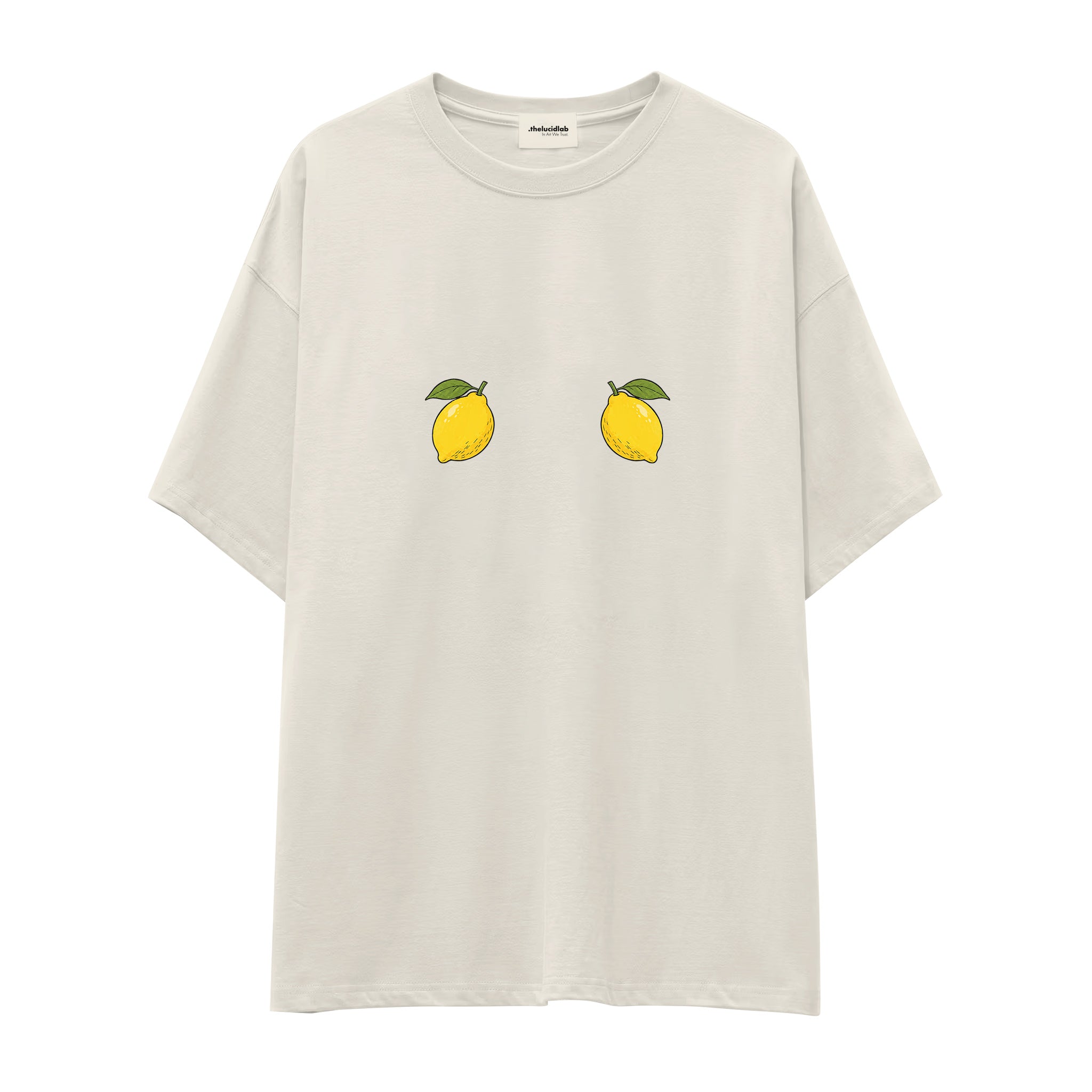 Squeeze Me Oversize Tişört — Ekru — Ön baskı