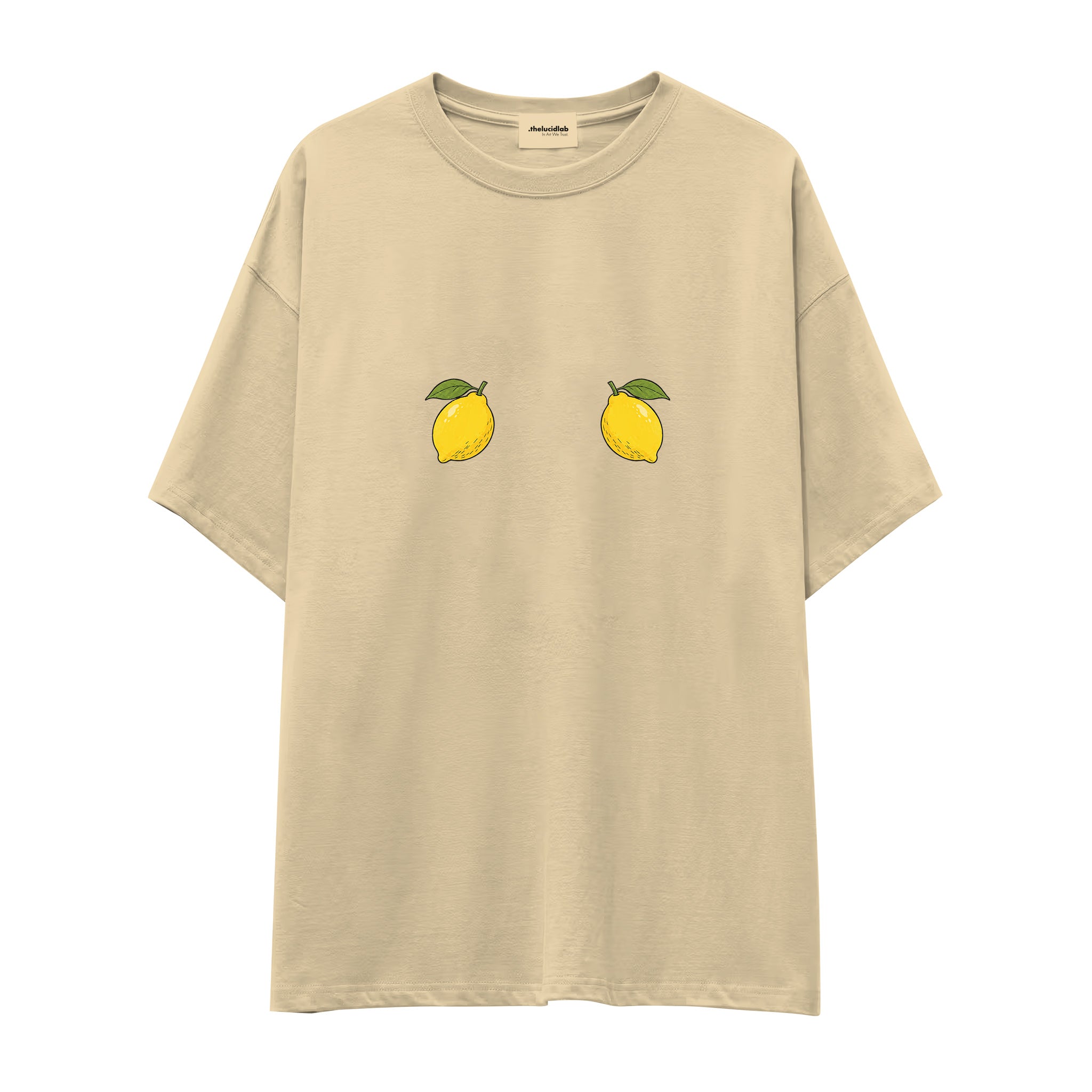 Squeeze Me Oversize Tişört — Krem — Ön baskı