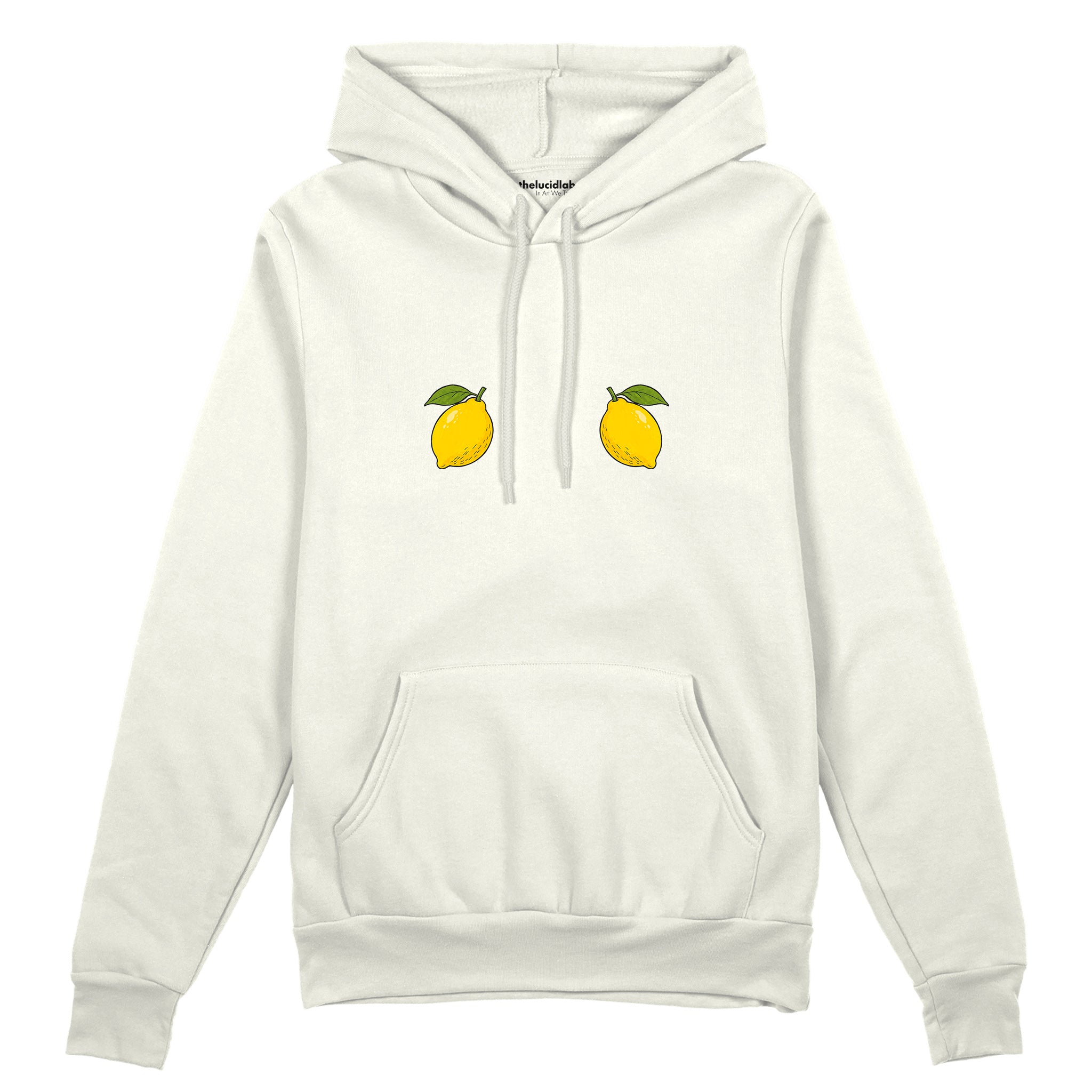 Squeeze Me Oversize Hoodie — Beyaz — Ön baskı