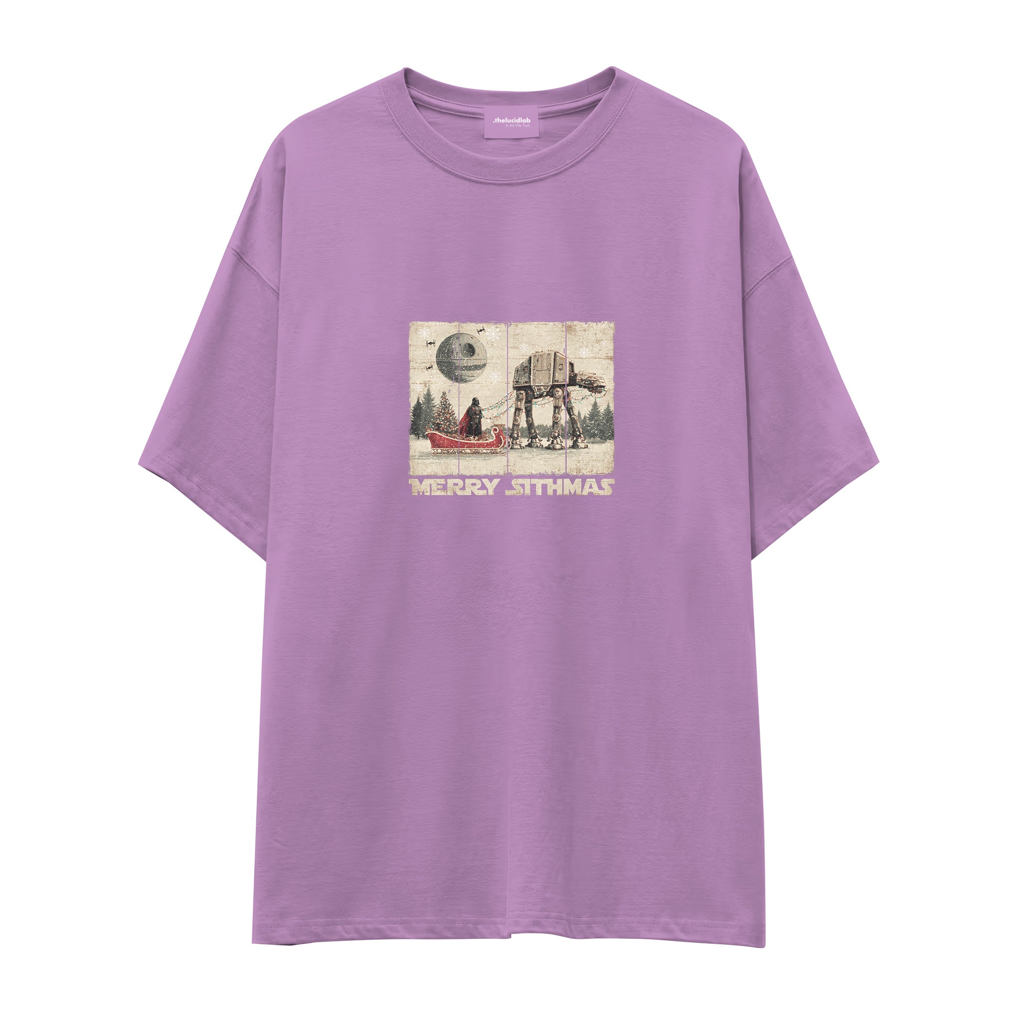 Star Wars Merry Sithmas Vintage Oversize Tişört Lila Ön