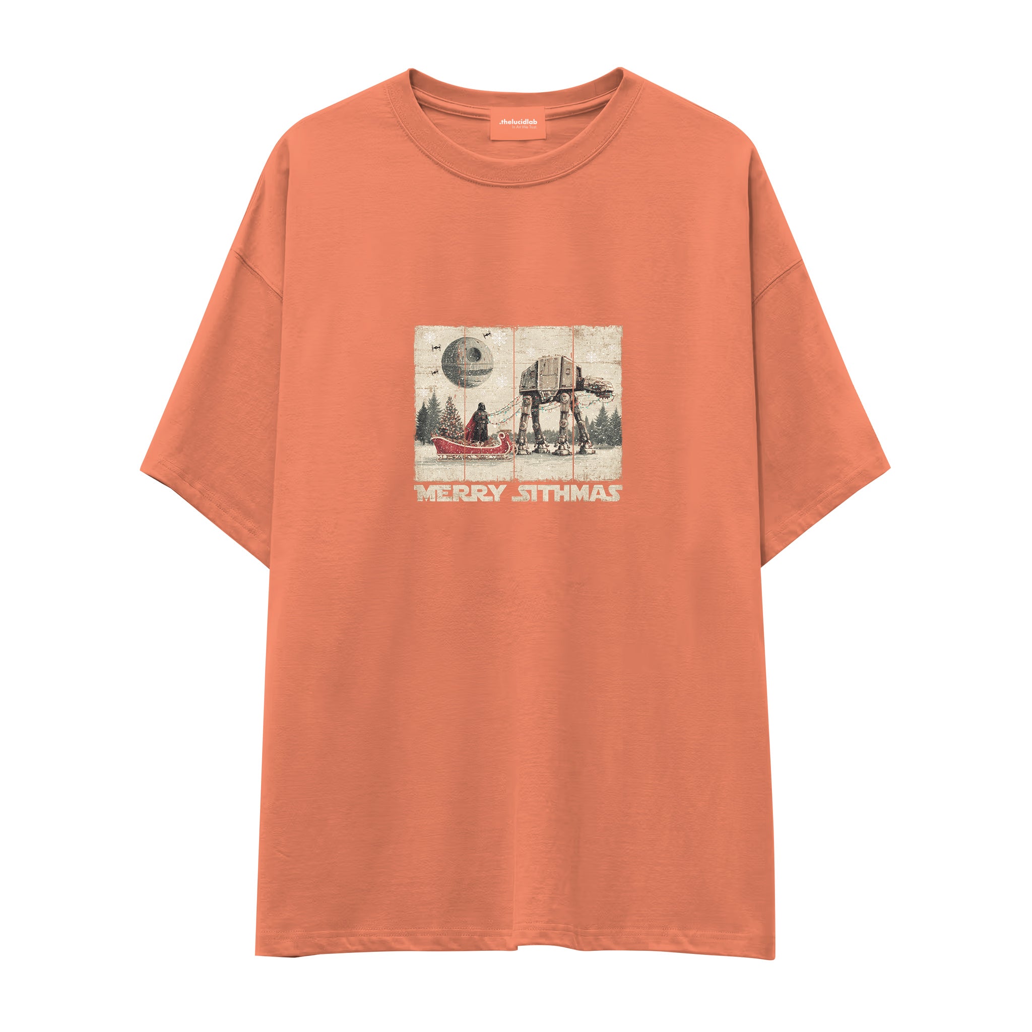Star Wars Merry Sithmas Vintage Oversize Tişört Somon Ön