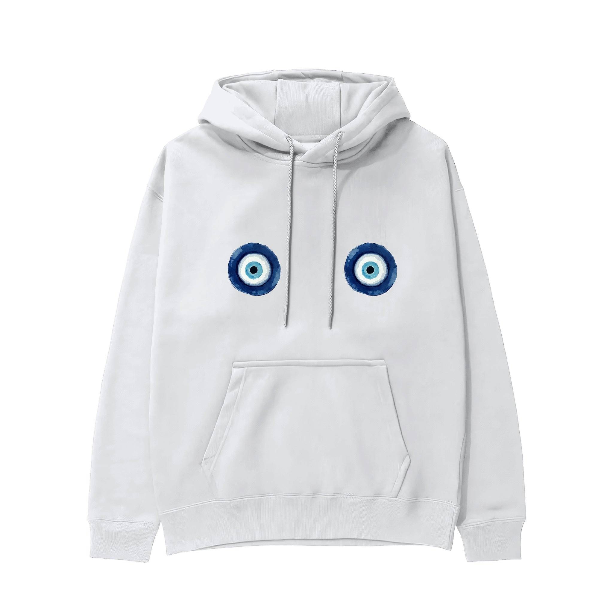 Sulu Boya Nazar Hoodie - Beyaz - ön görünüm