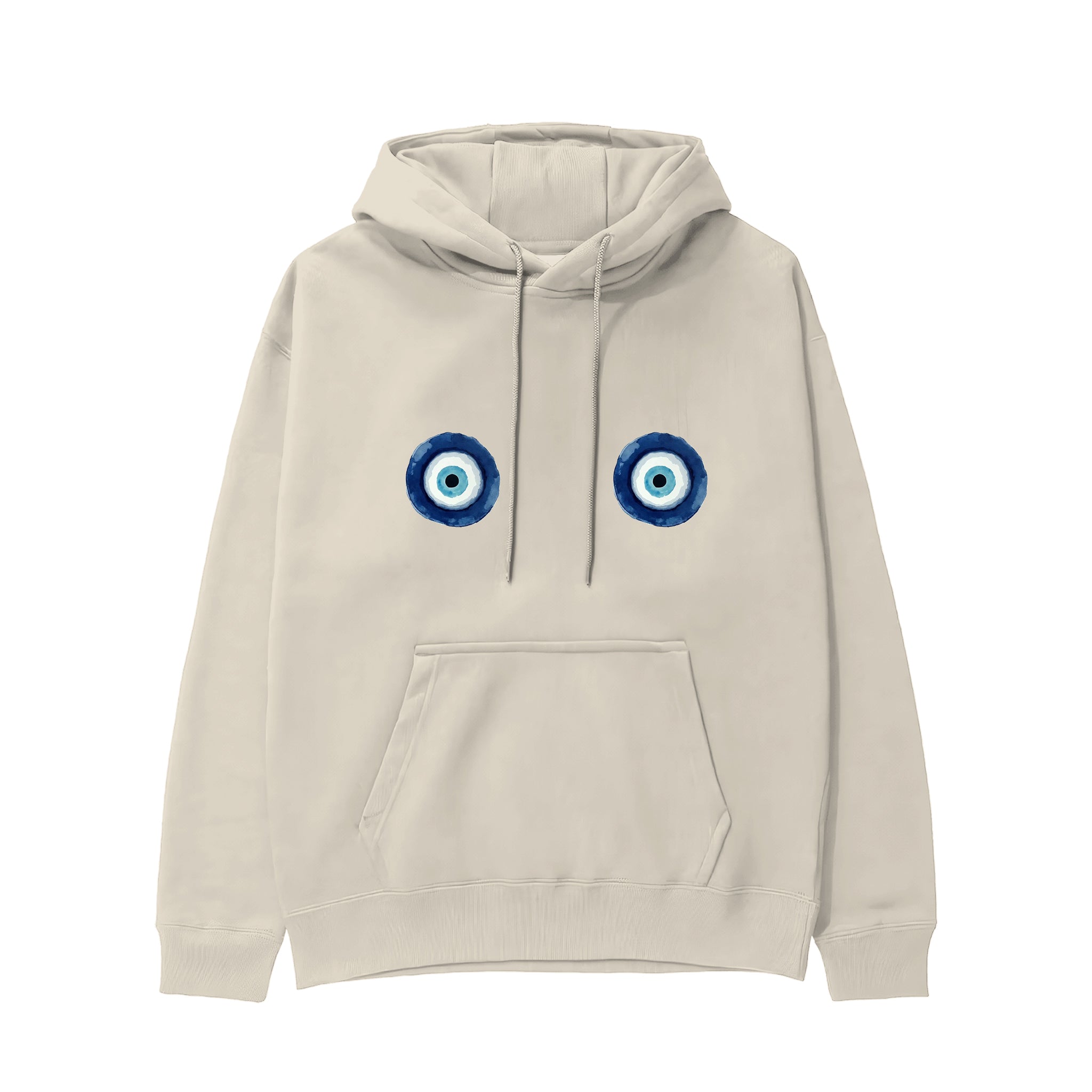 Sulu Boya Nazar Hoodie - Krem - ön görünüm